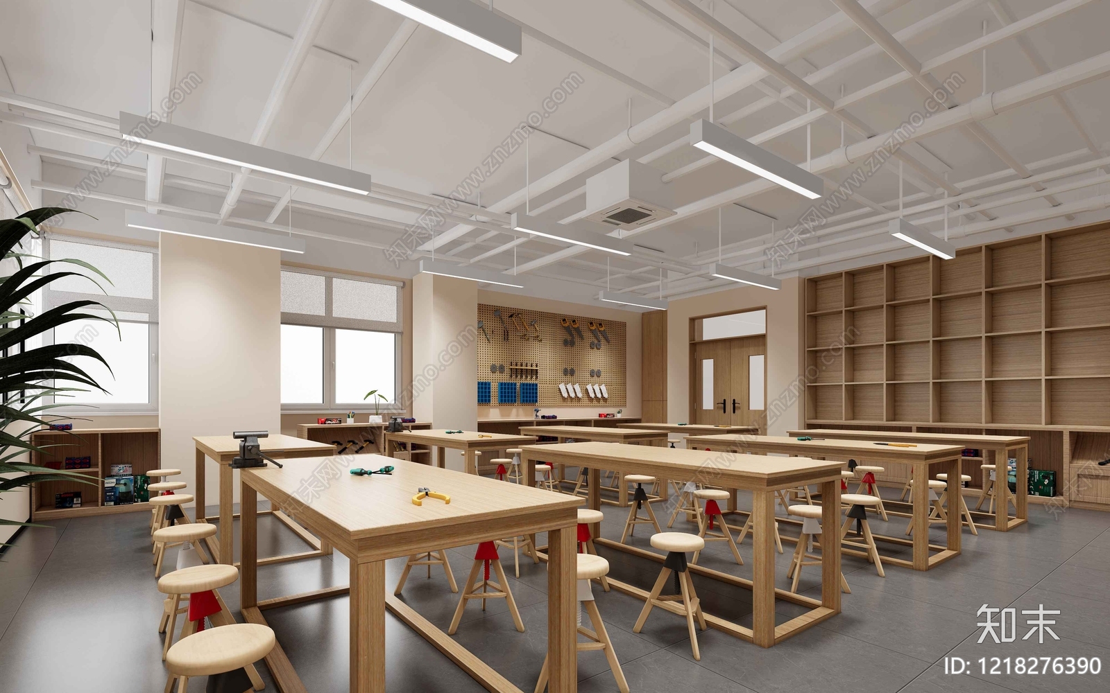 原木风教室SU模型下载【ID:1218276390】