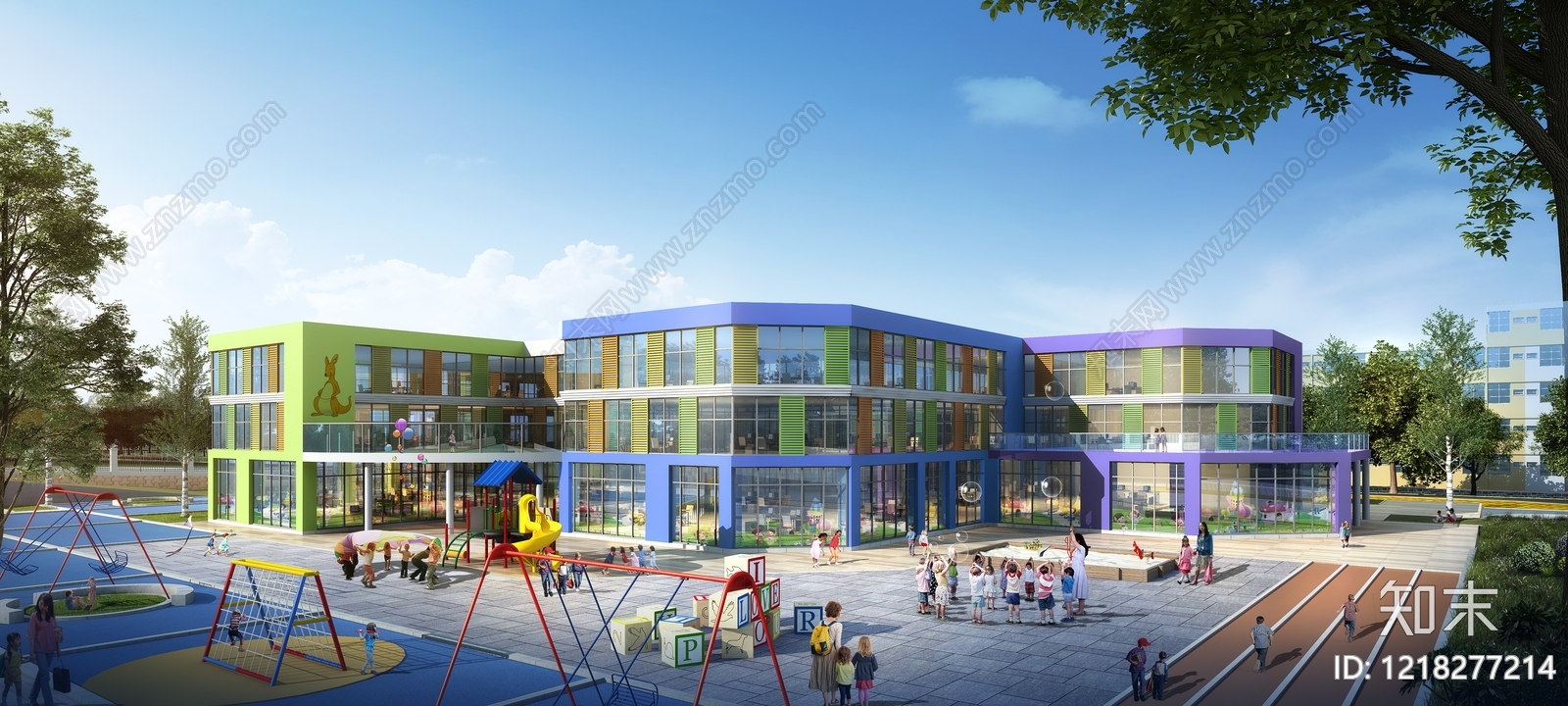 现代童趣风幼儿园3D模型下载【ID:1218277214】