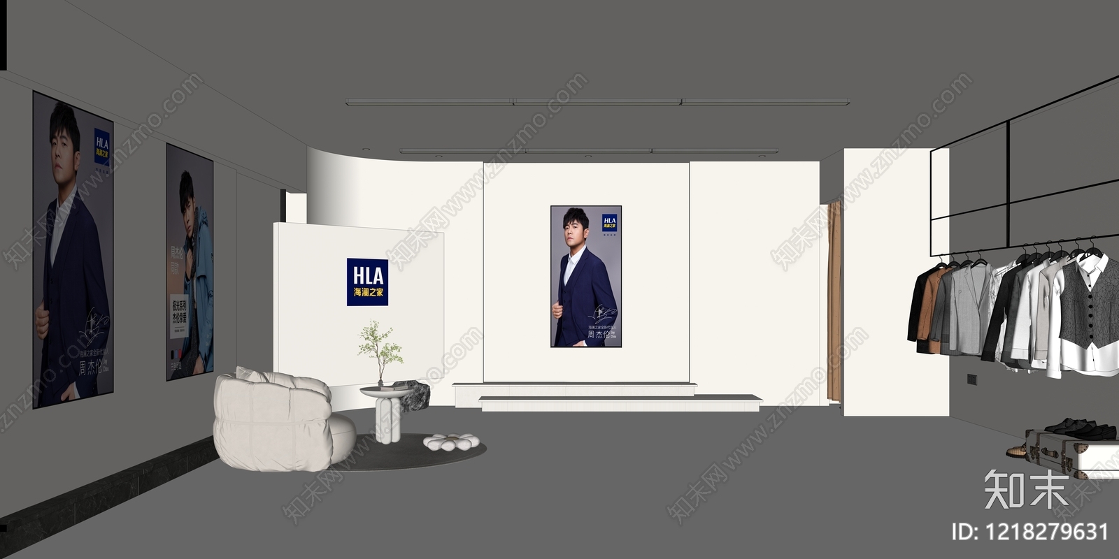 现代服装展厅SU模型下载【ID:1218279631】