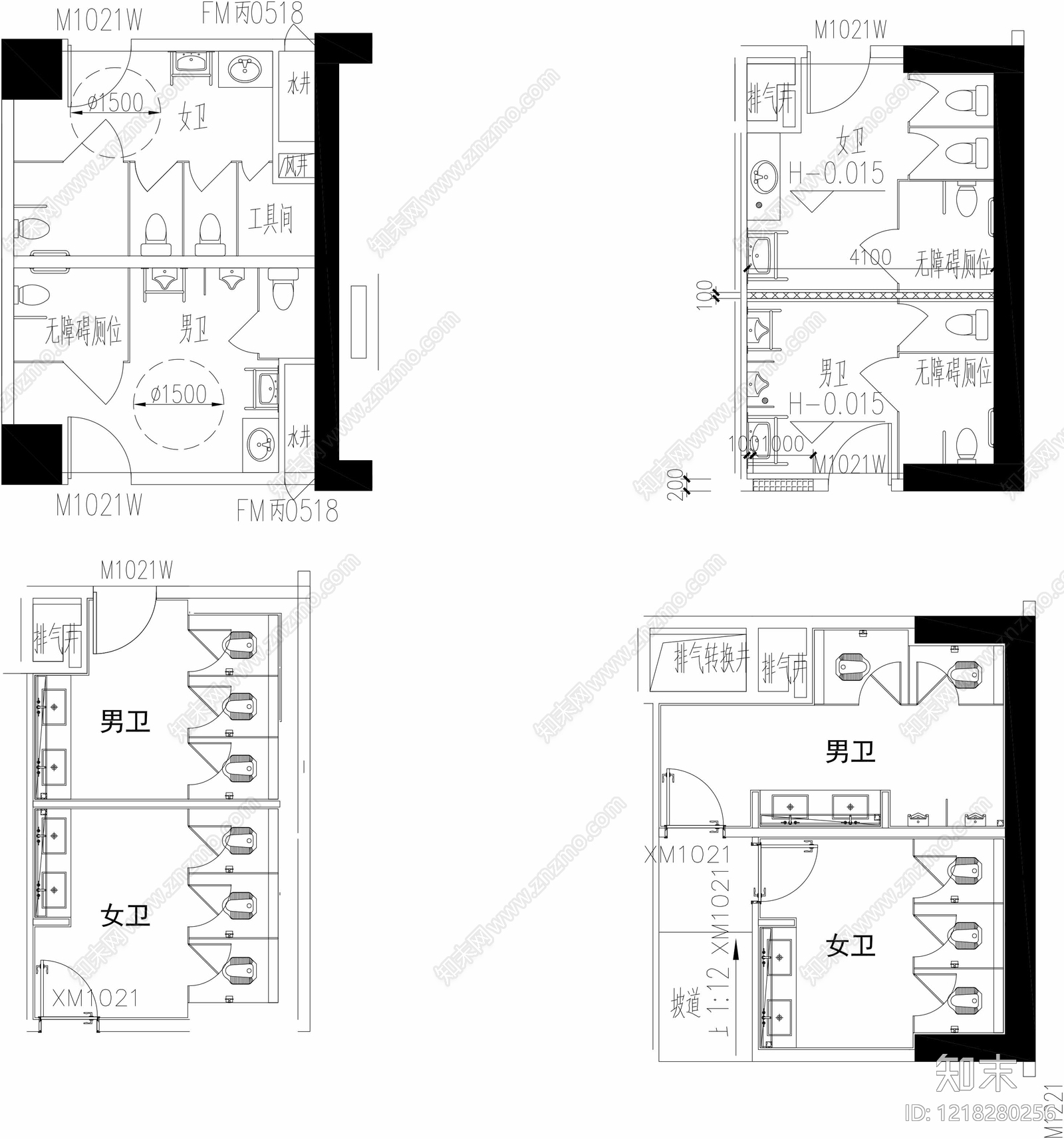 卫浴设施cad施工图下载【ID:1218280256】