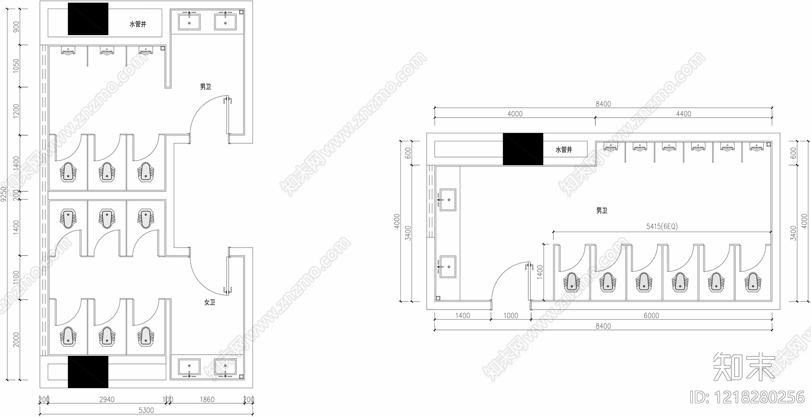 卫浴设施cad施工图下载【ID:1218280256】