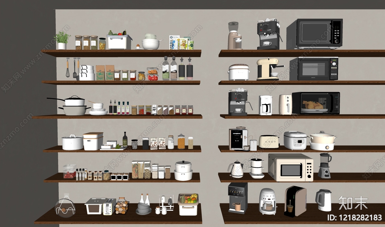 现代简约厨房用品组合SU模型下载【ID:1218282183】