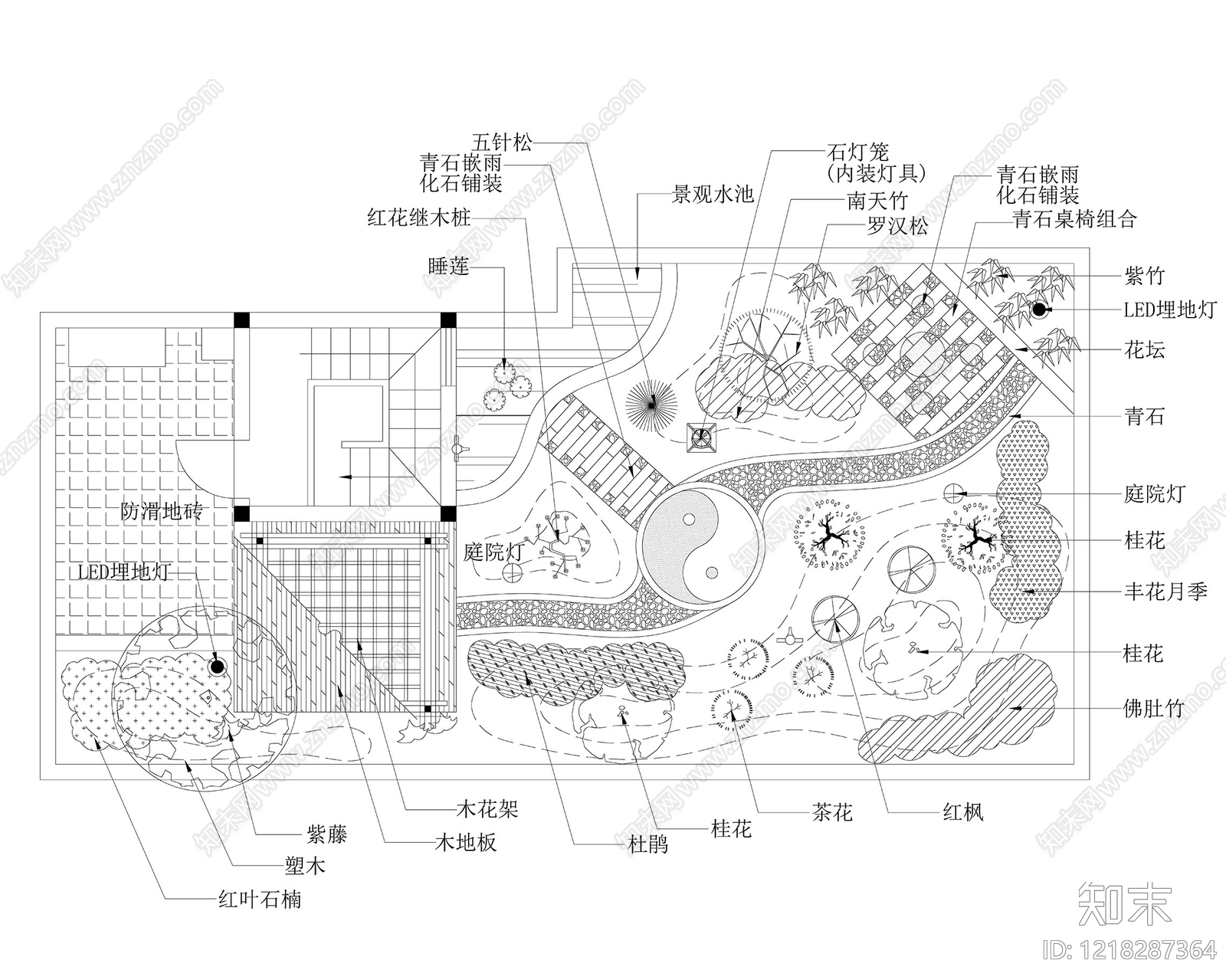 屋顶花园cad施工图下载【ID:1218287364】