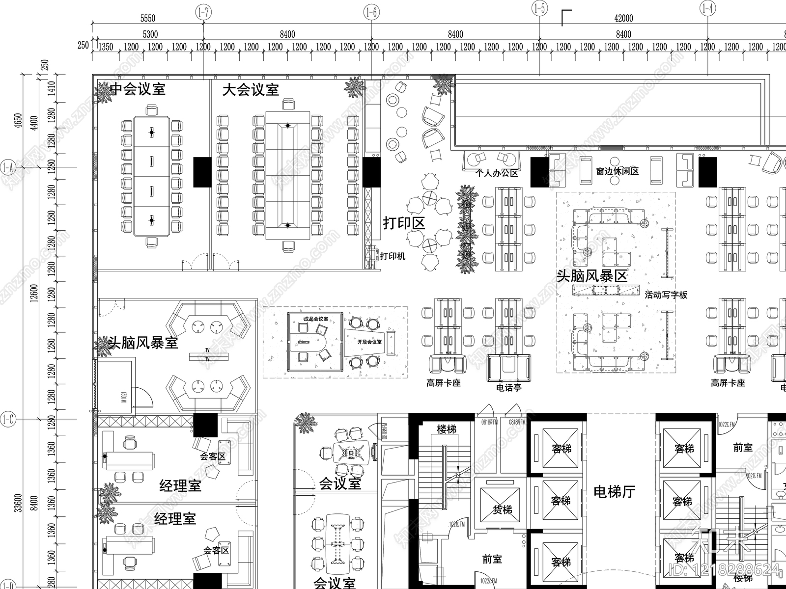 整体办公空间cad施工图下载【ID:1218288624】