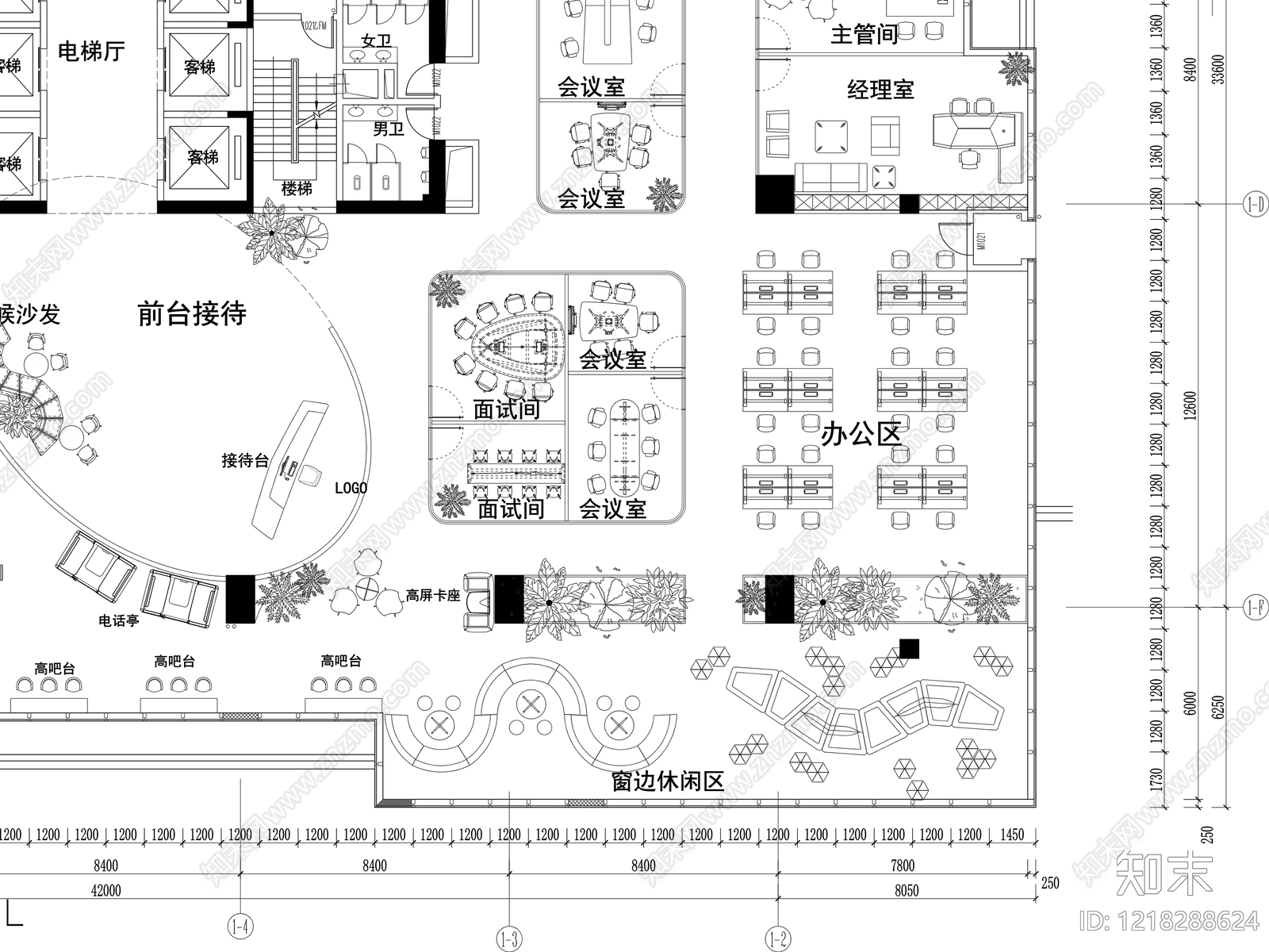 整体办公空间cad施工图下载【ID:1218288624】