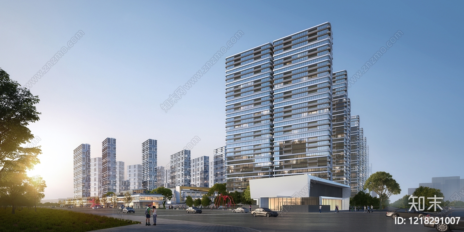 现代主义小高层住宅楼3D模型下载【ID:1218291007】
