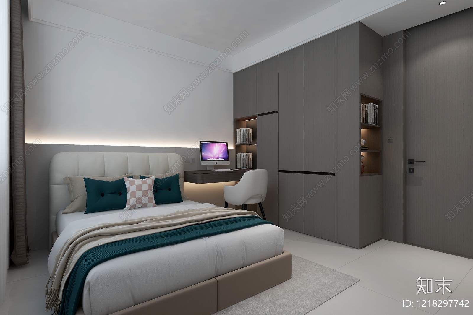 现代简约小卧室3D模型下载【ID:1218297742】