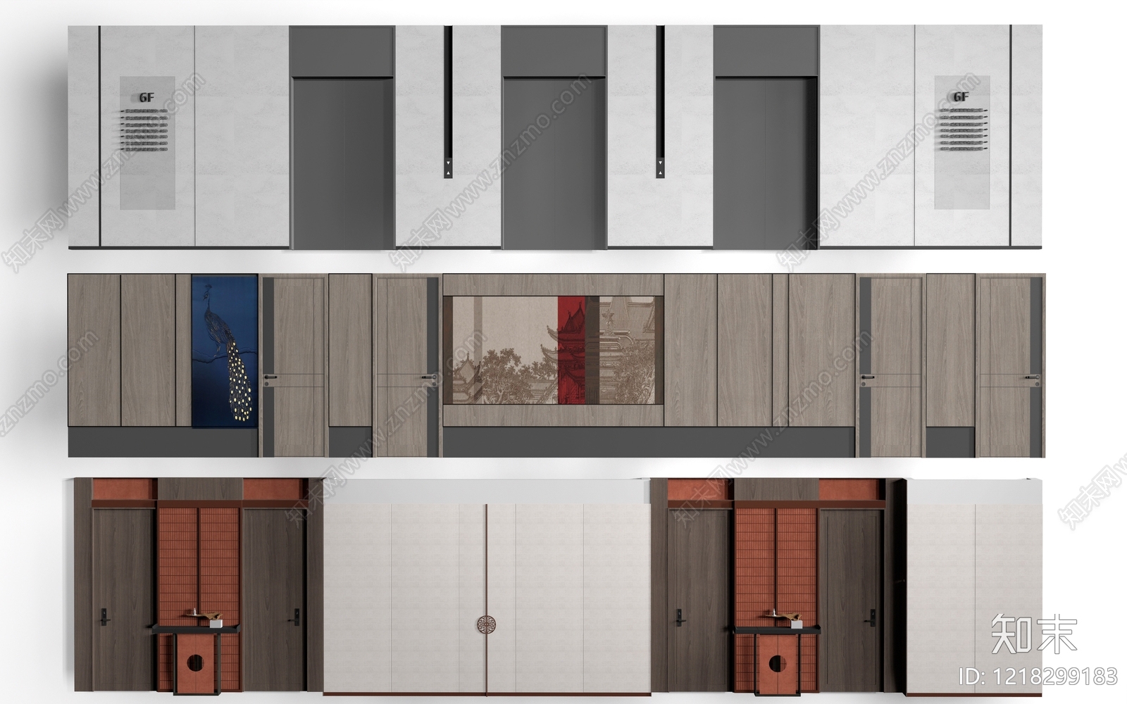 新中式酒店走廊3D模型下载【ID:1218299183】