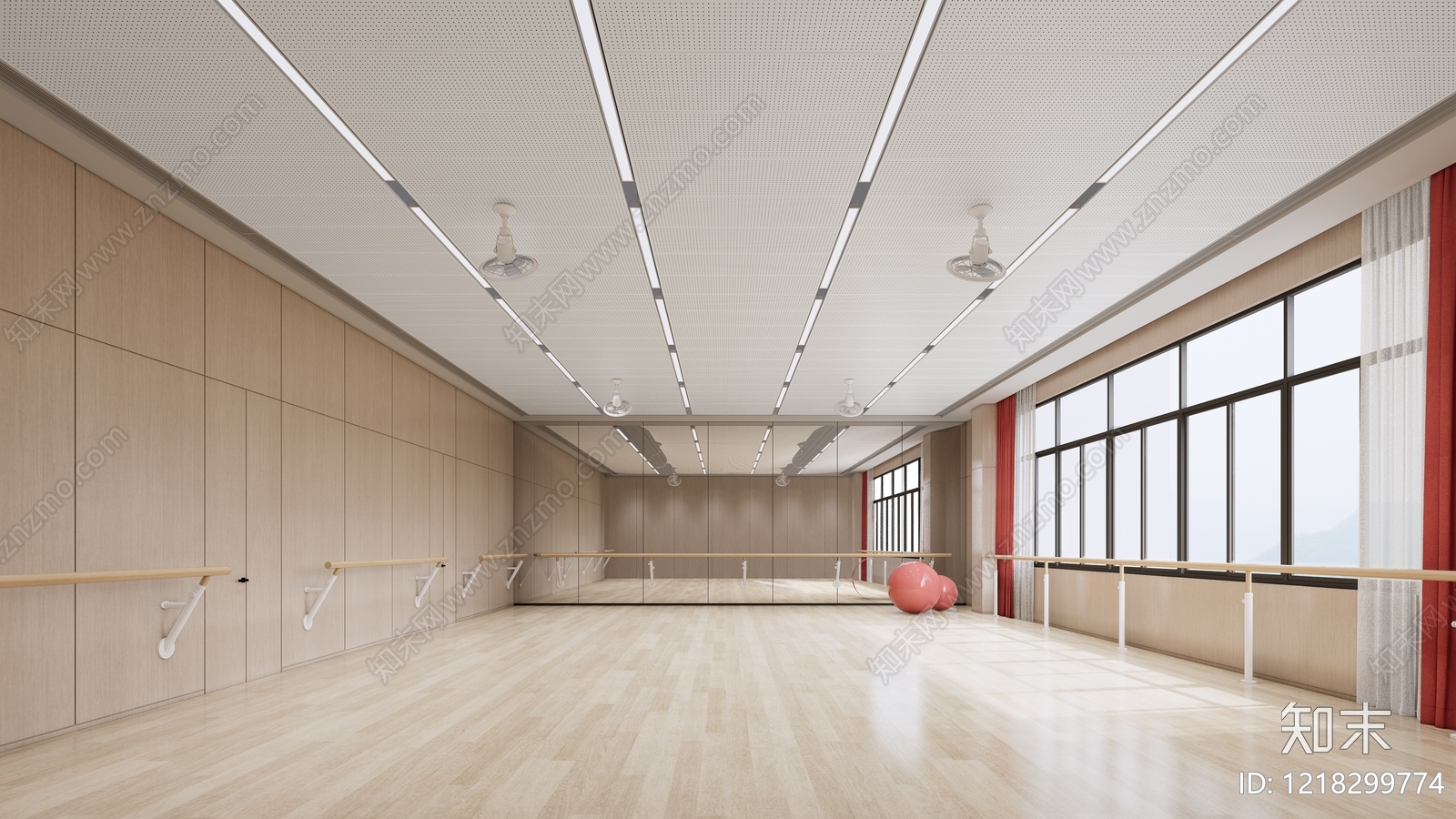 原木风瑜伽室SU模型下载【ID:1218299774】