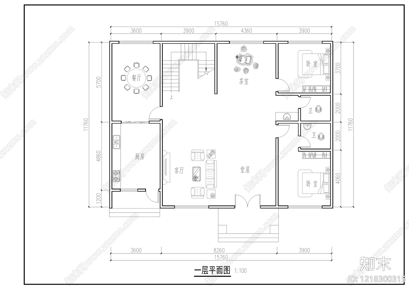 别墅建筑cad施工图下载【ID:1218300315】