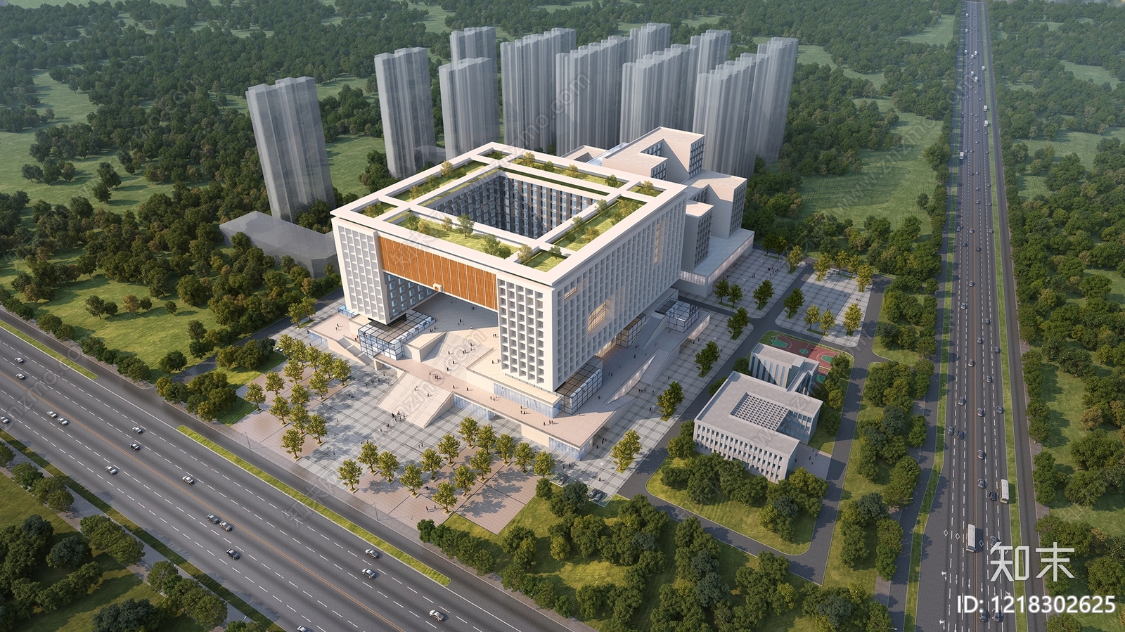 现代主义企业总部3D模型下载【ID:1218302625】