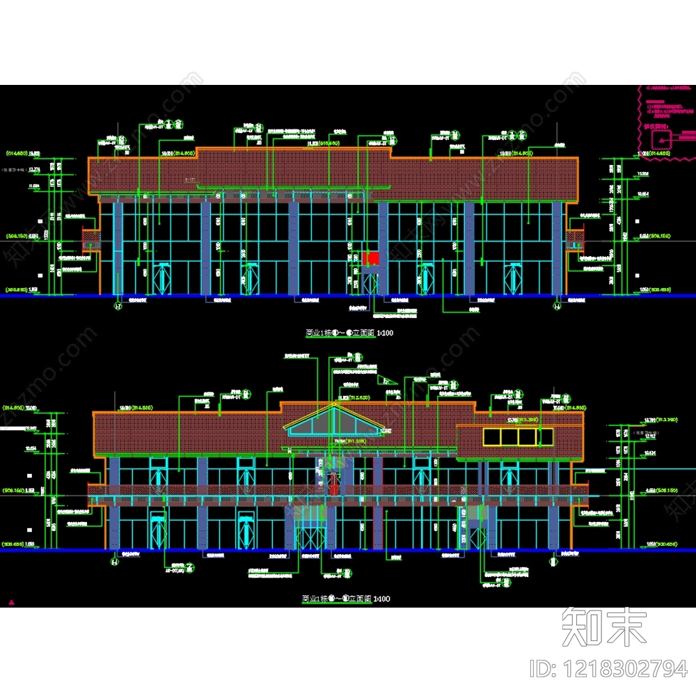 商业街cad施工图下载【ID:1218302794】