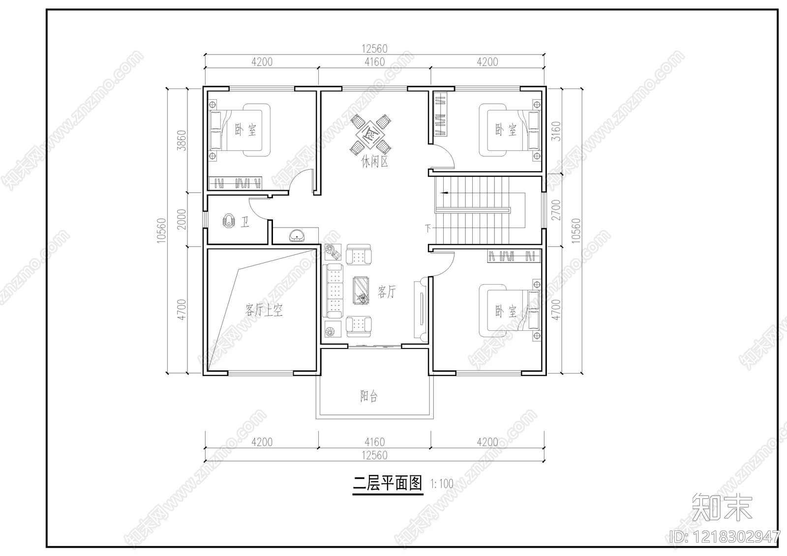 别墅建筑cad施工图下载【ID:1218302947】