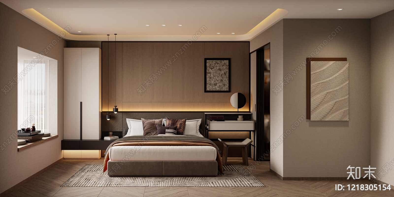 现代简约主卧3D模型下载【ID:1218305154】