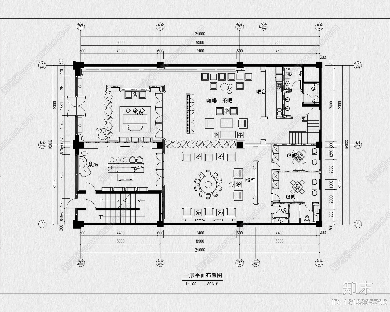 20套茶叶专卖店茶叶店茶馆茶室CAD图纸cad施工图下载【ID:1218305790】