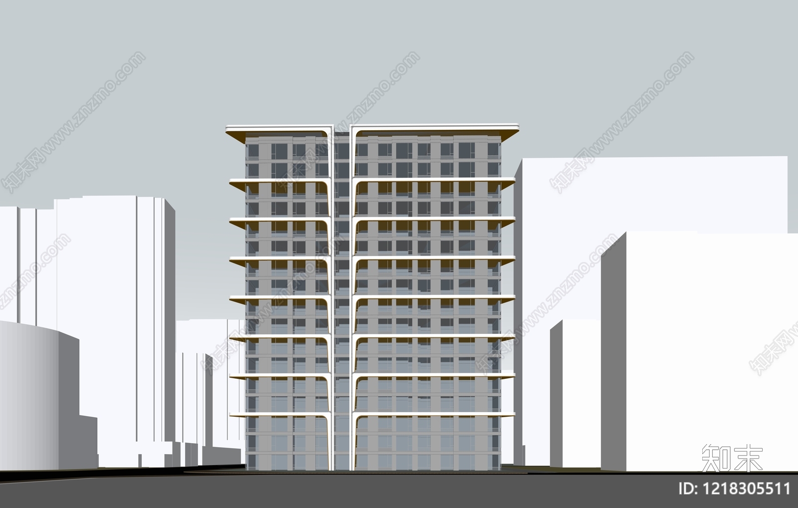 现代主义小高层住宅楼SU模型下载【ID:1218305511】