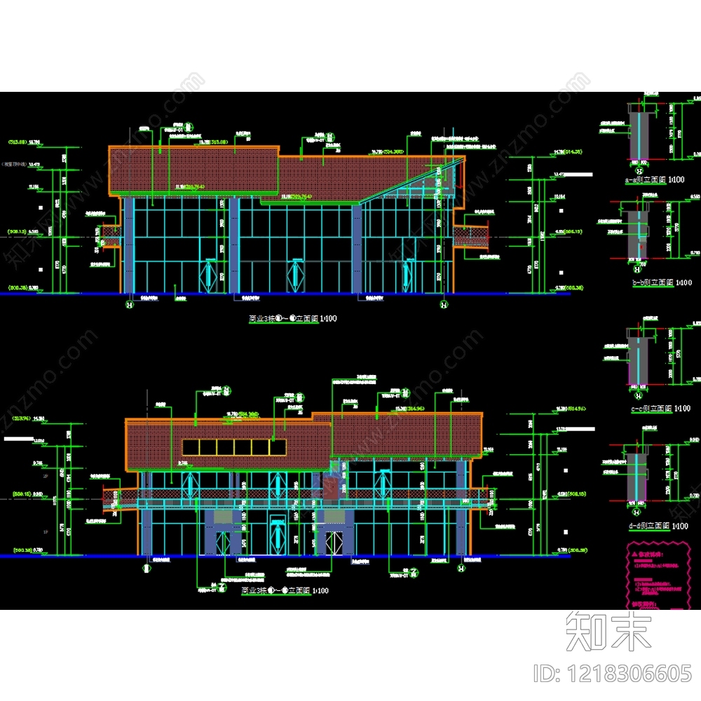 商业街cad施工图下载【ID:1218306605】