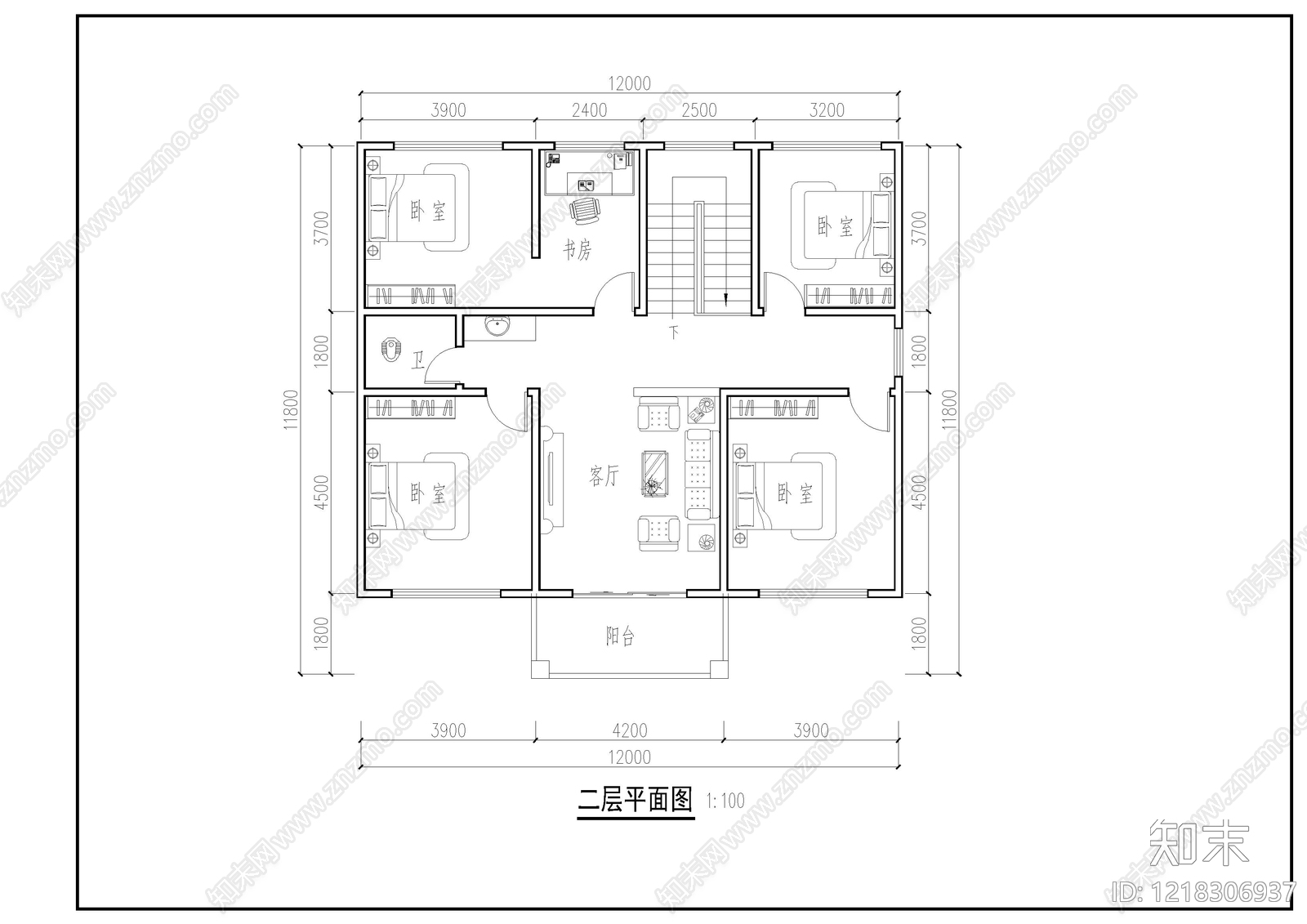 别墅建筑cad施工图下载【ID:1218306937】