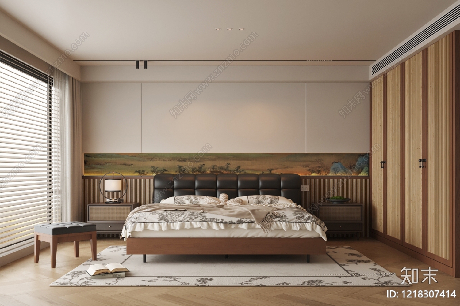 新中式主卧3D模型下载【ID:1218307414】