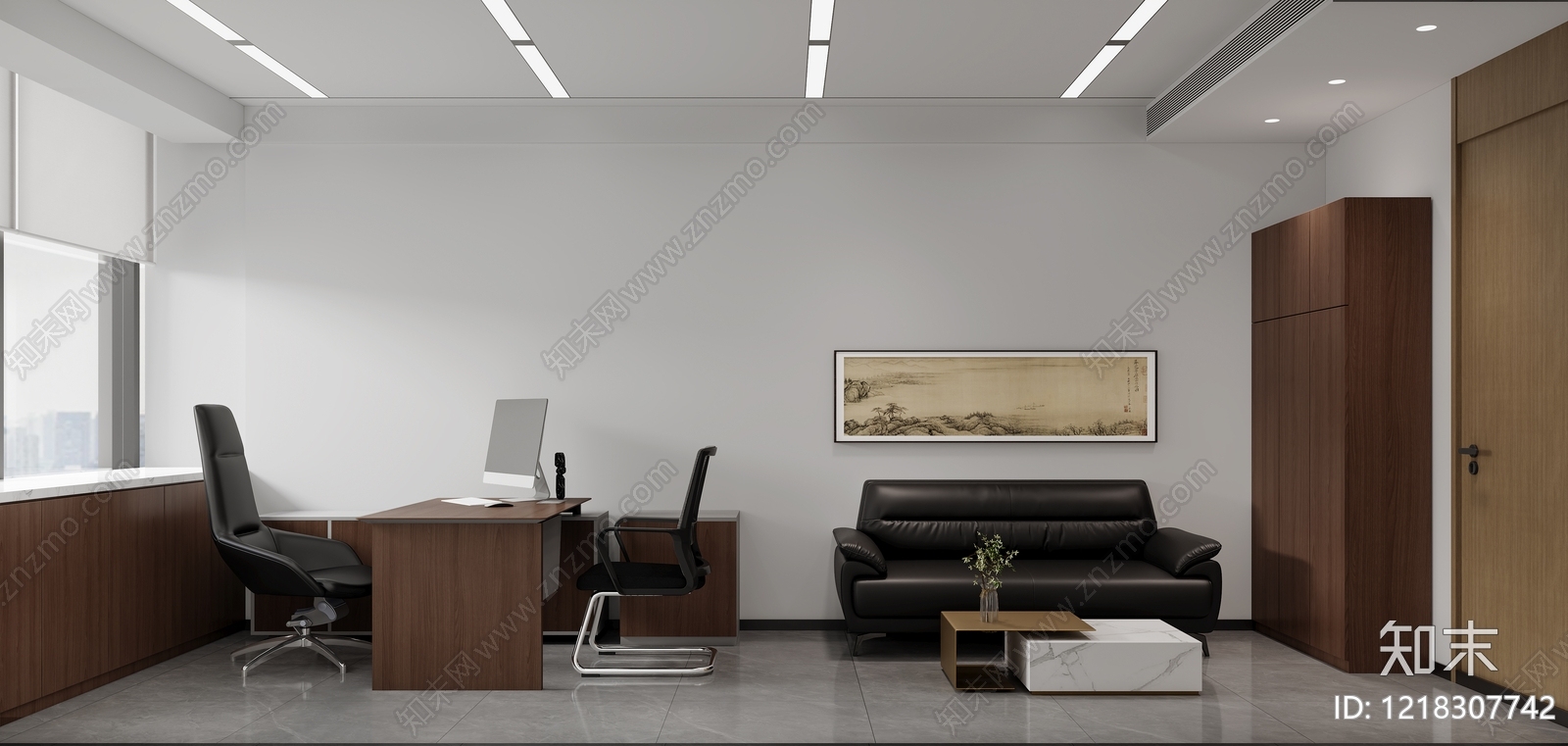 现代简约经理办公室3D模型下载【ID:1218307742】