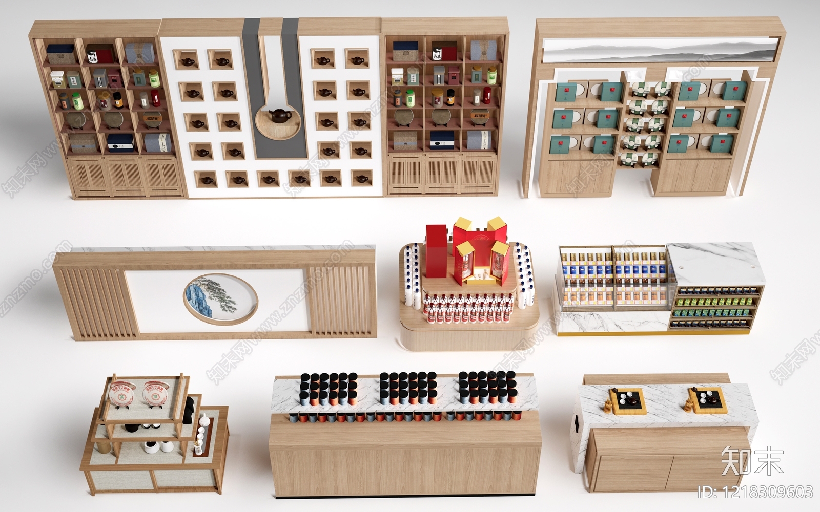 新中式茶展厅3D模型渲染效果图