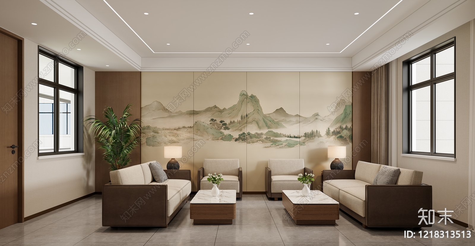 新中式接待室3D模型下载【ID:1218313513】