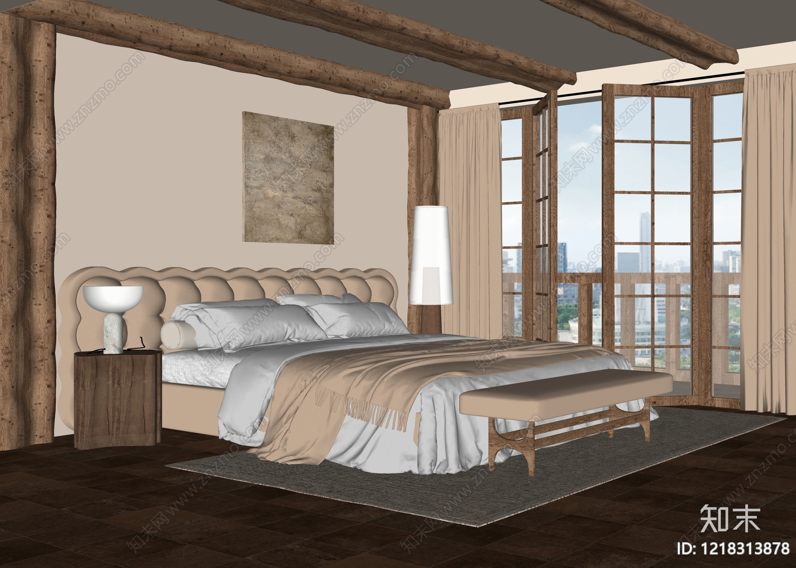 侘寂风主卧SU模型下载【ID:1218313878】