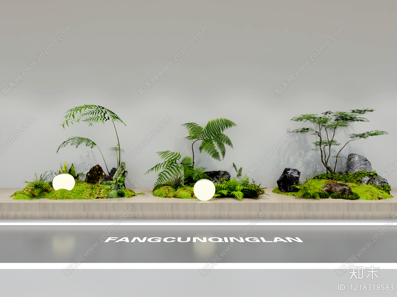 新中式景观橱窗3D模型渲染效果图