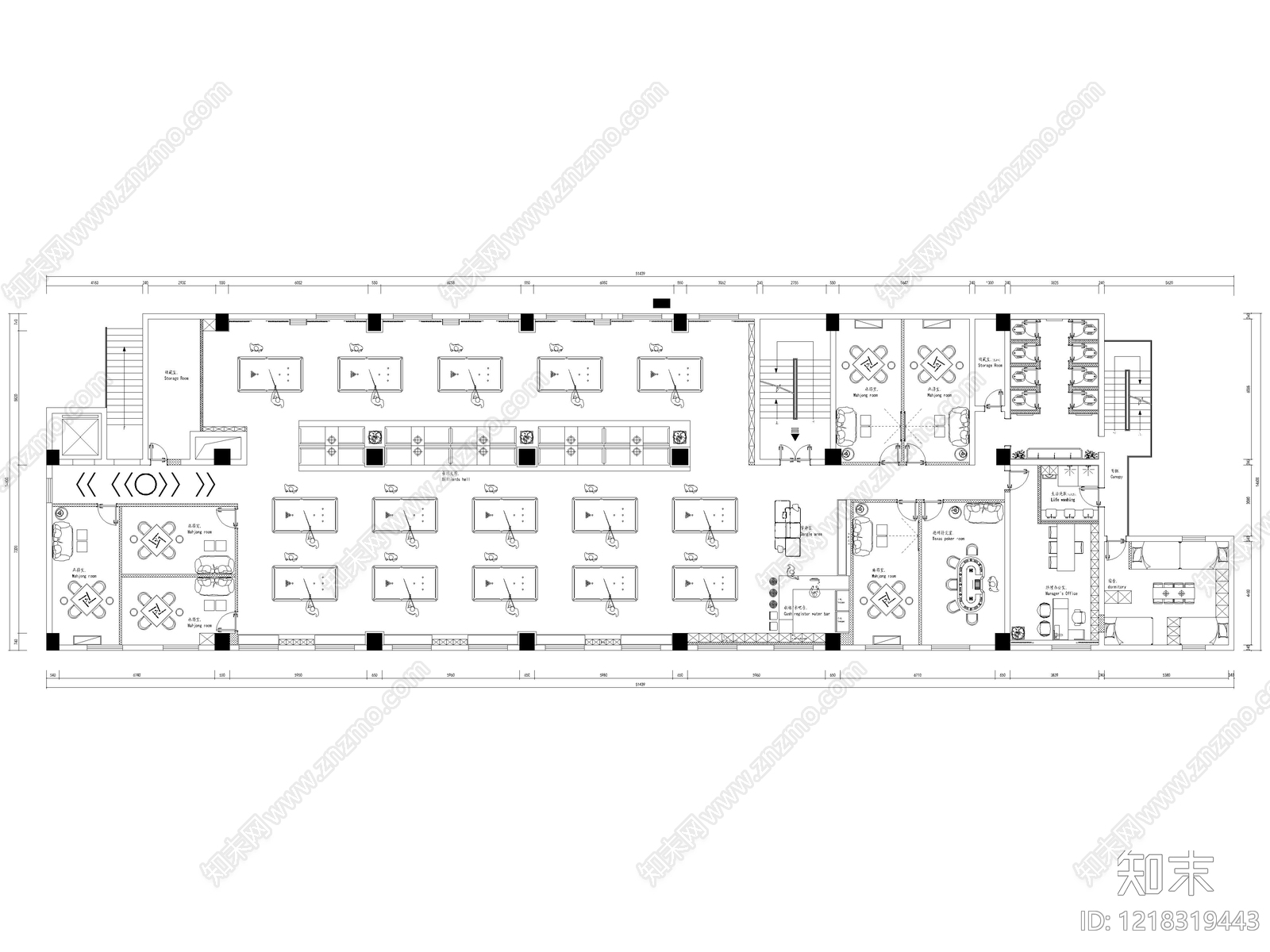 14套台球厅台球馆台球室CAD施工图cad施工图下载【ID:1218319443】