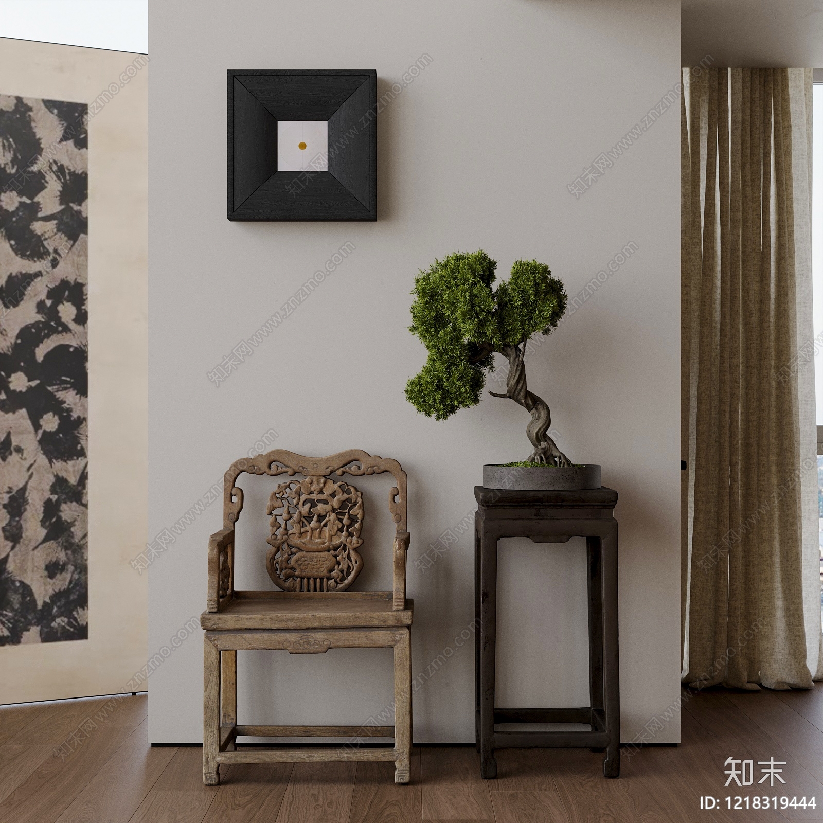新中式休闲椅SU模型下载【ID:1218319444】