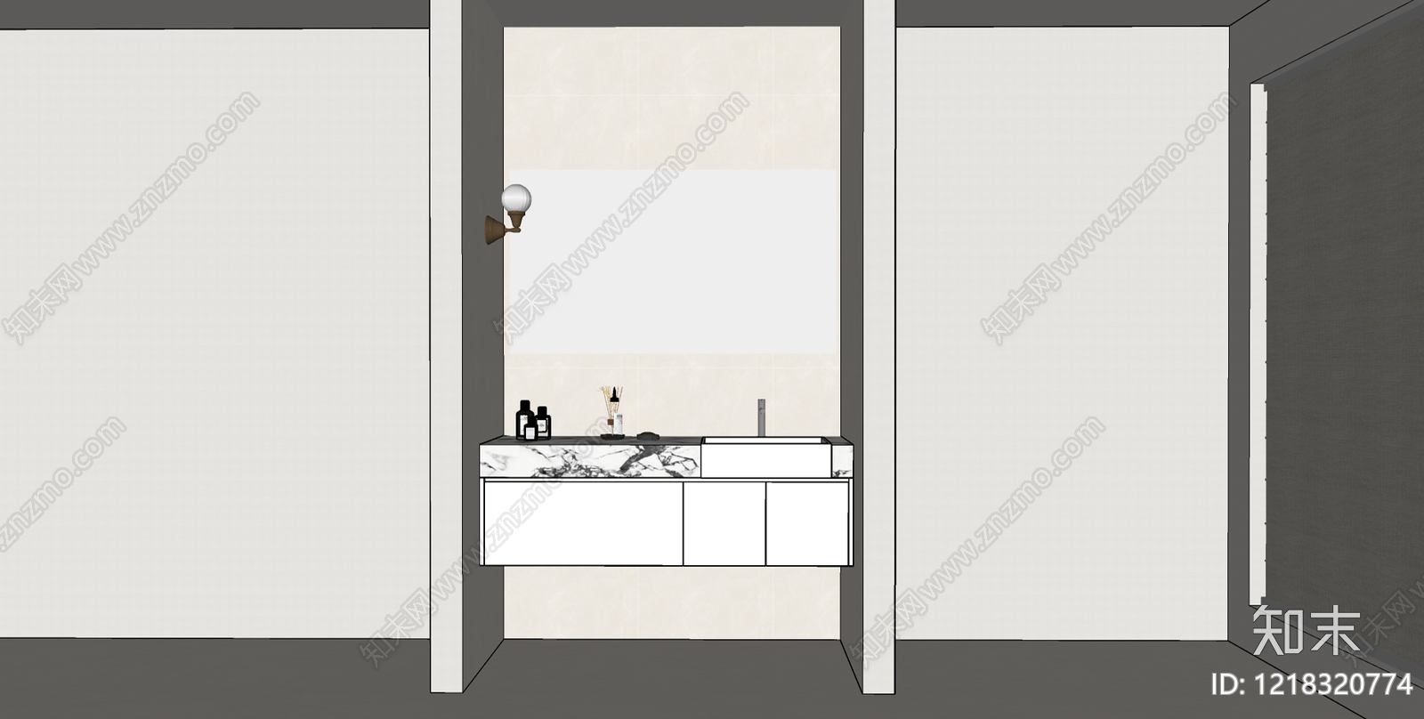 奶油风卫生间3D模型下载【ID:1218320774】