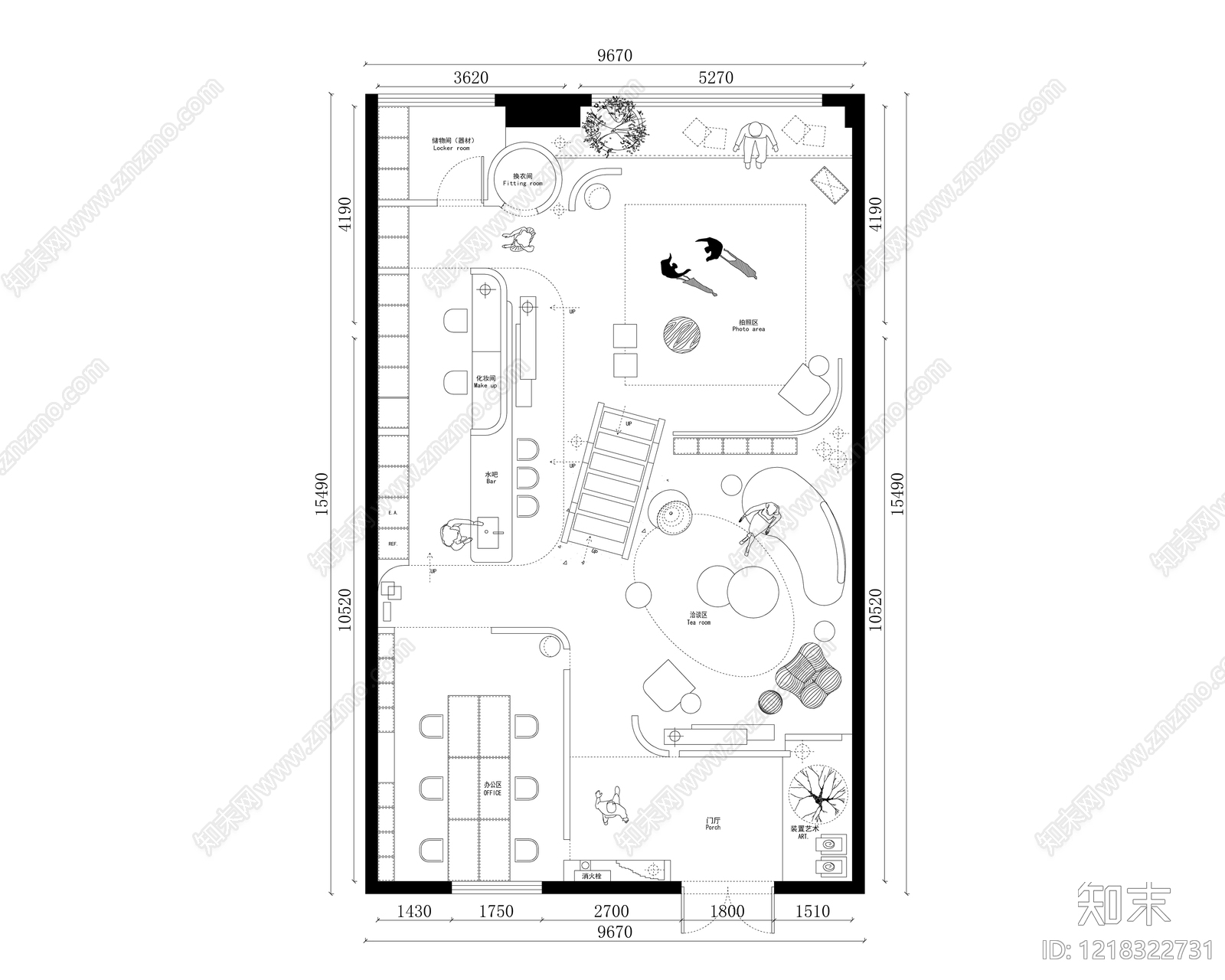 工作室cad施工图下载【ID:1218322731】