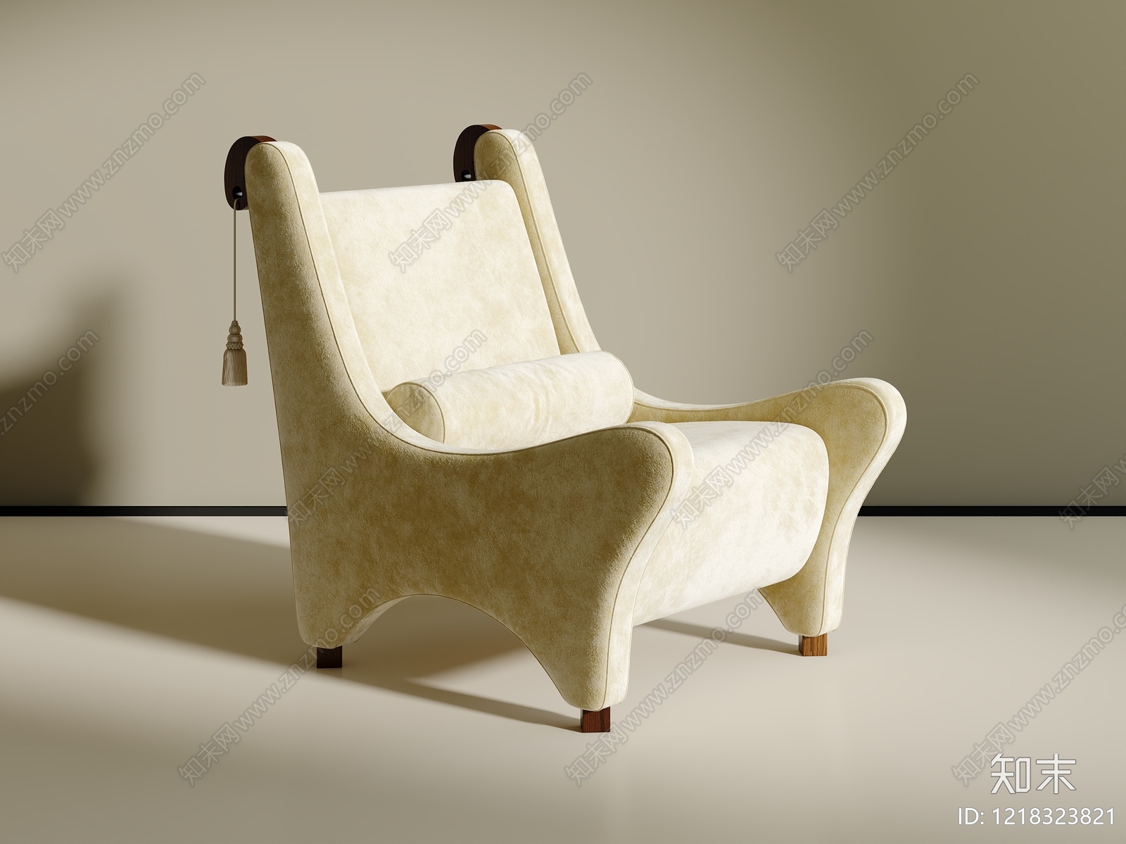 奶油风单人沙发3D模型下载【ID:1218323821】
