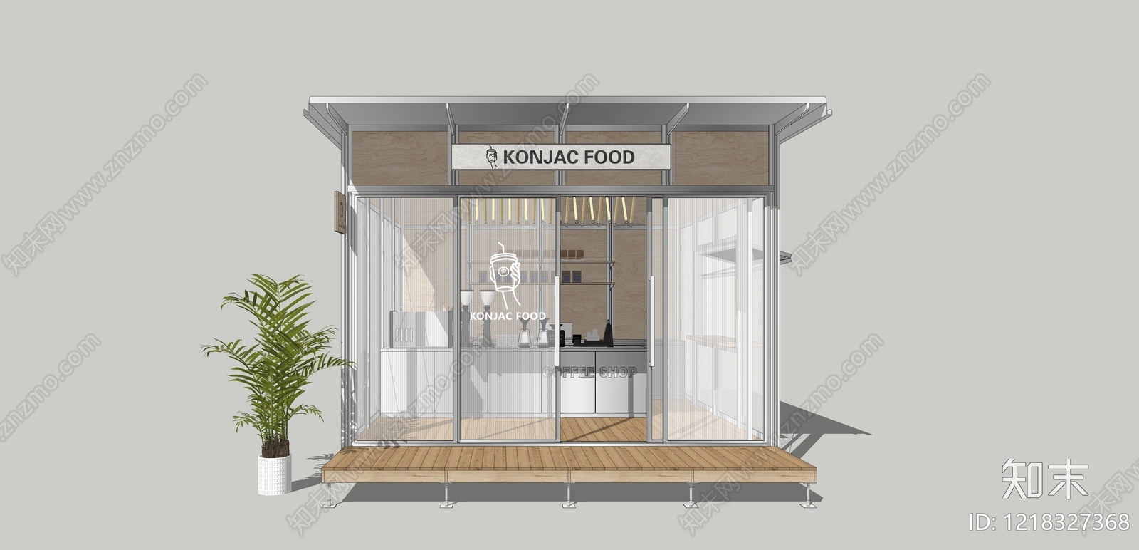 现代简约餐饮建筑SU模型下载【ID:1218327368】