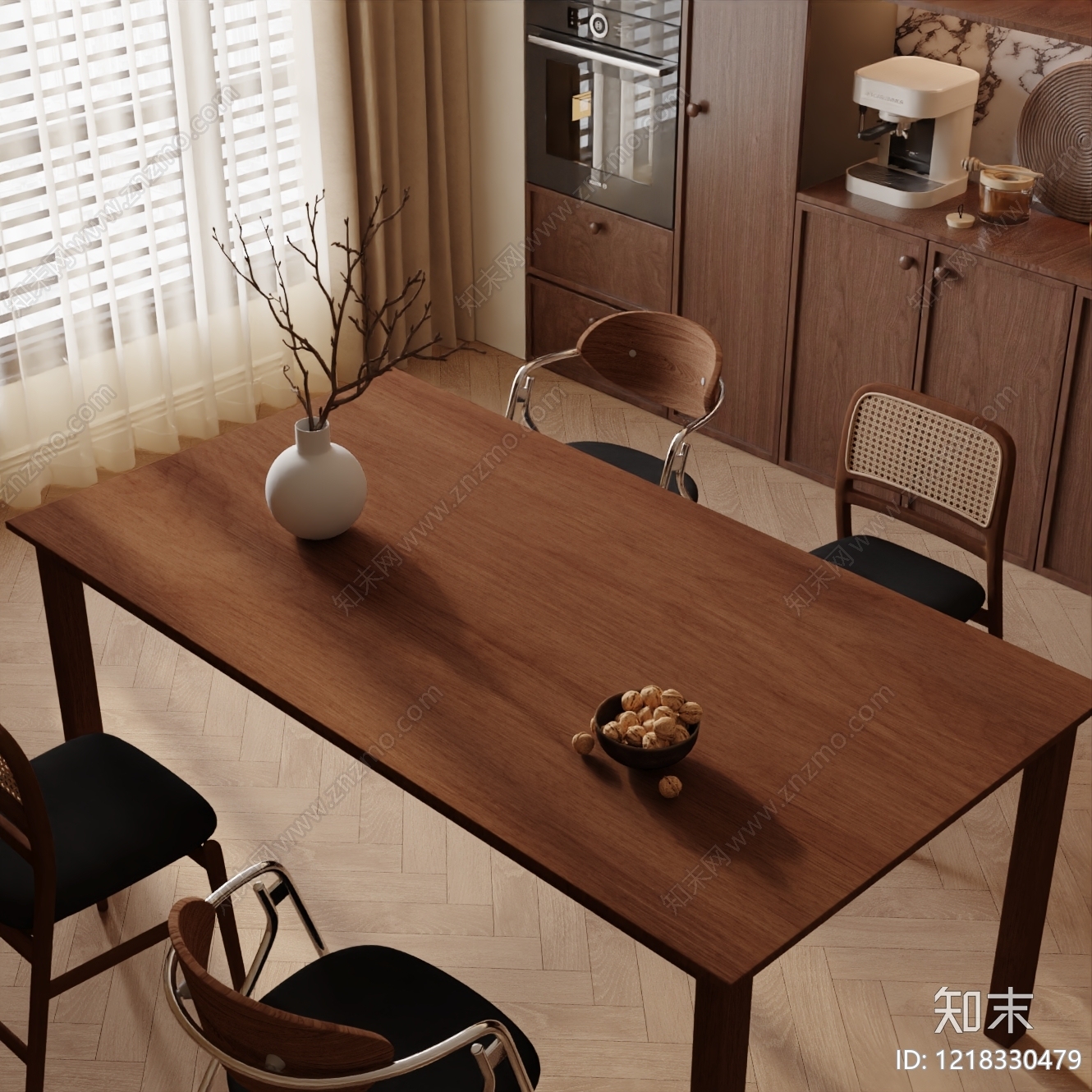 中古风餐桌SU模型下载【ID:1218330479】