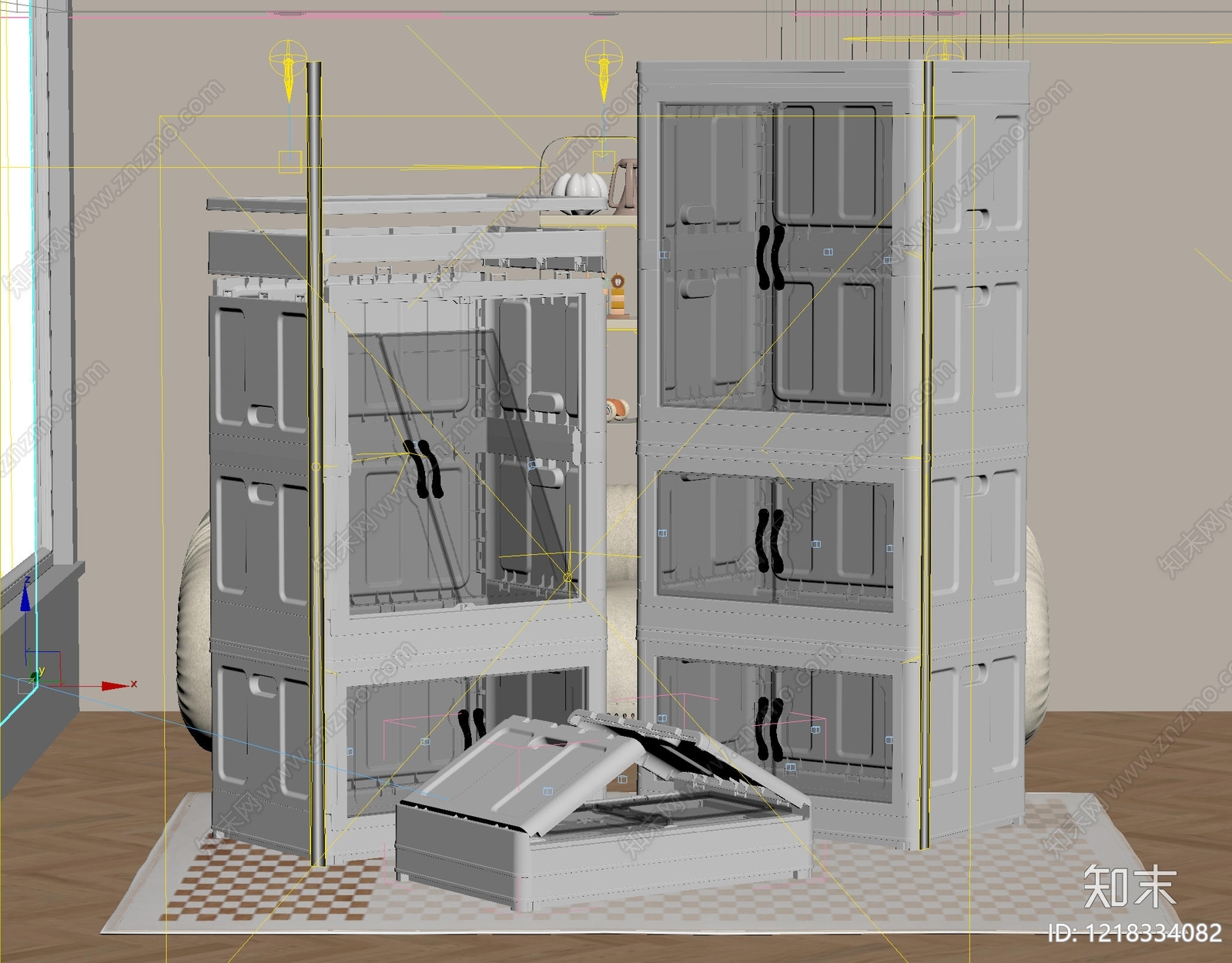奶油风储物柜3D模型下载【ID:1218334082】
