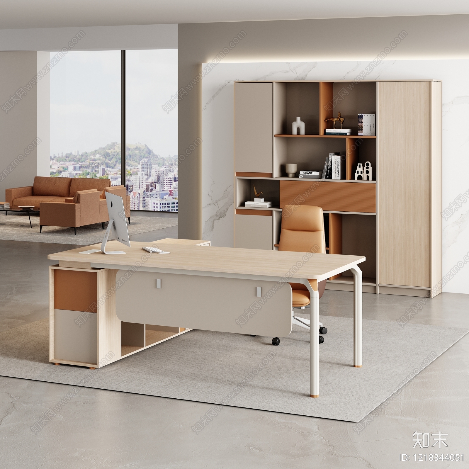 现代简约办公桌3D模型下载【ID:1218344051】