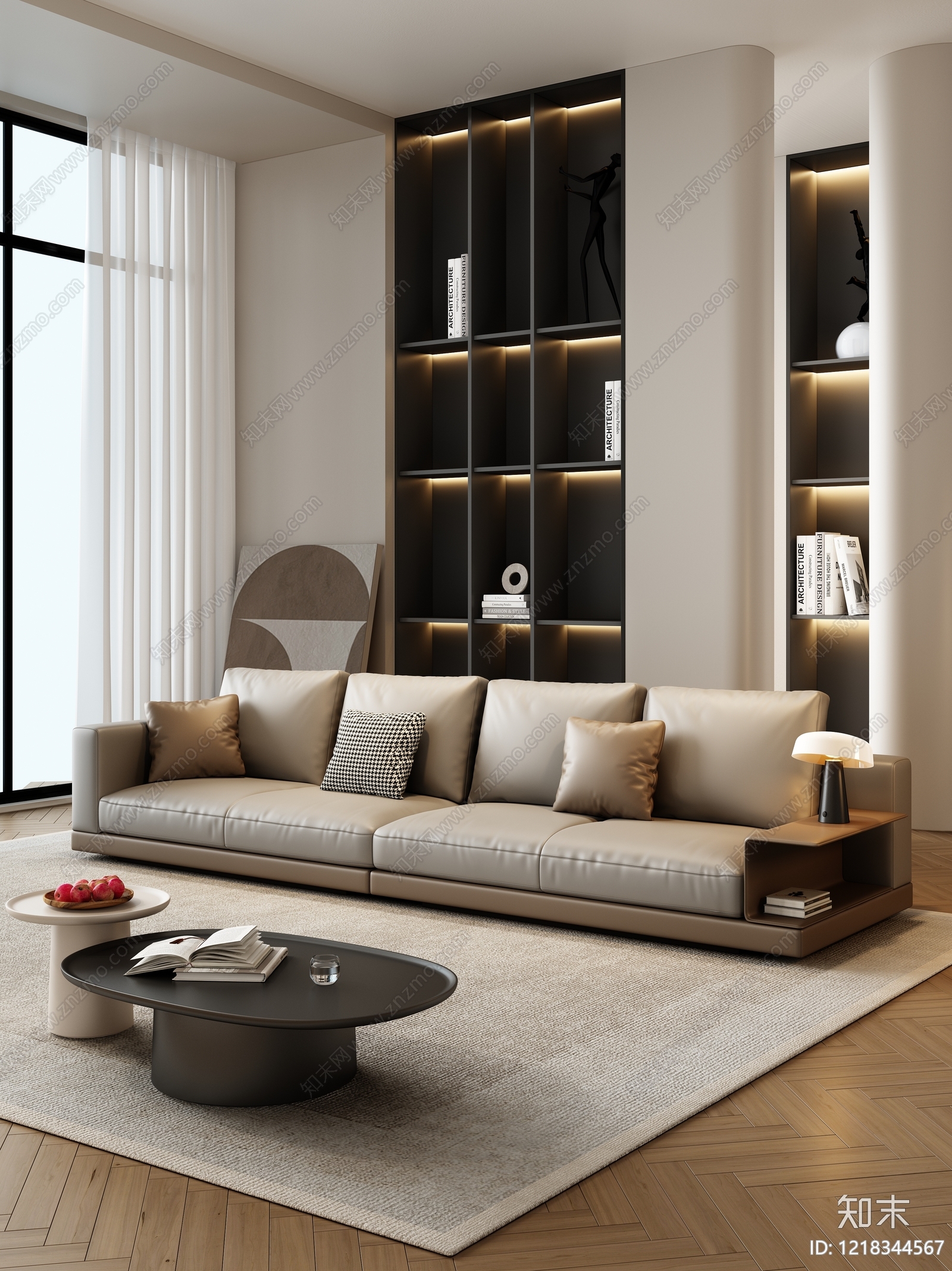 现代简约家居客厅3D模型下载【ID:1218344567】