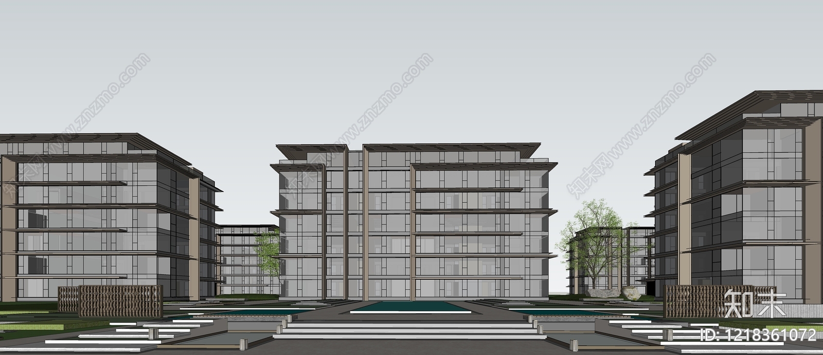 现代多层住宅SU模型下载【ID:1218361072】
