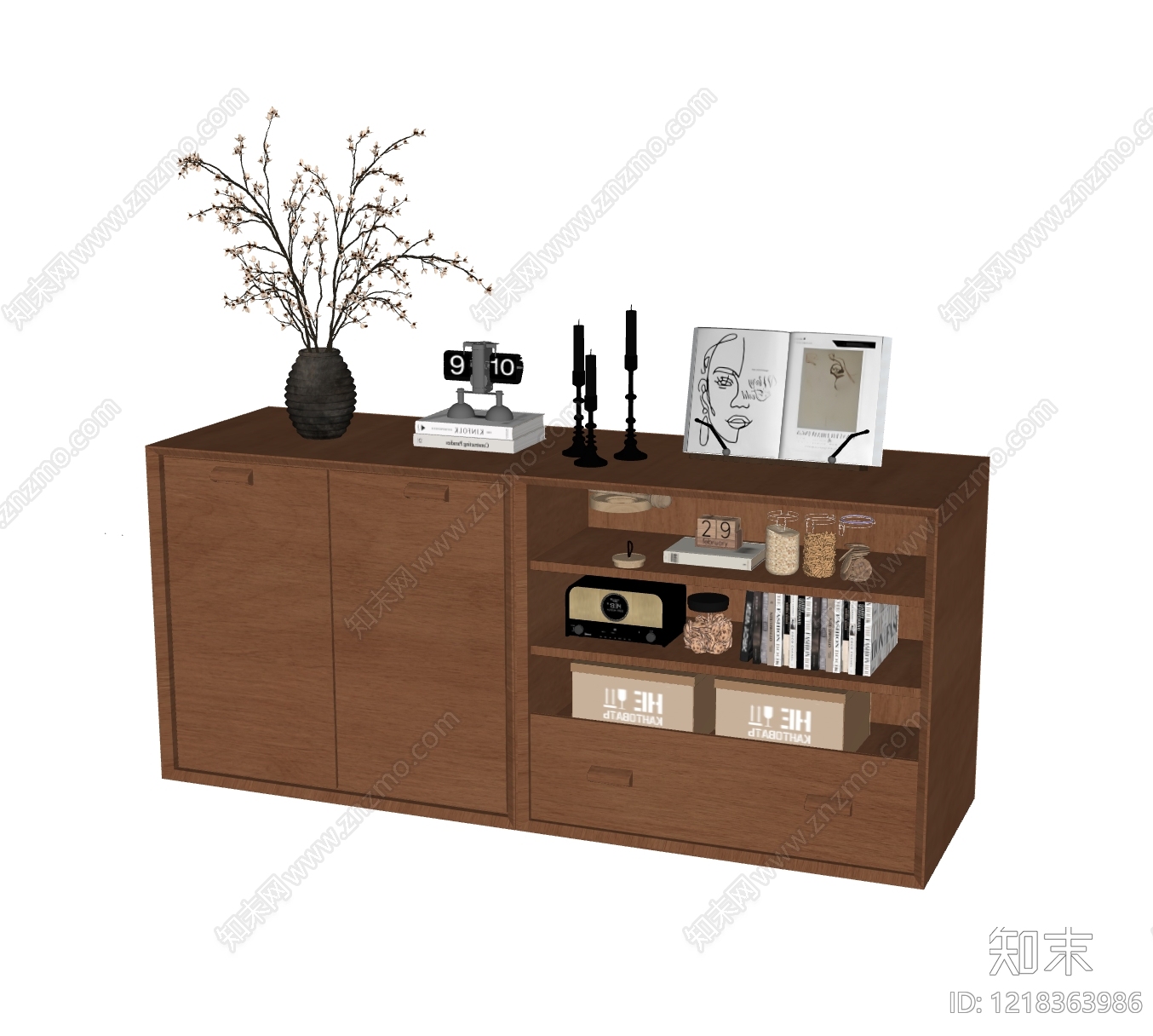 中古风餐边柜SU模型下载【ID:1218363986】