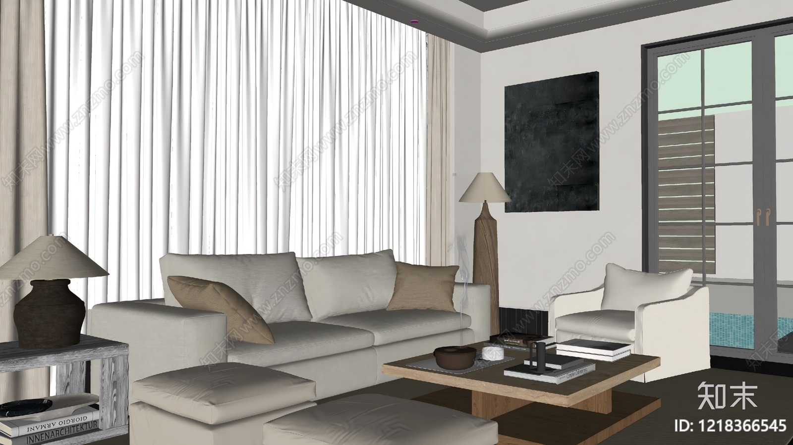 现代家居客厅SU模型下载【ID:1218366545】