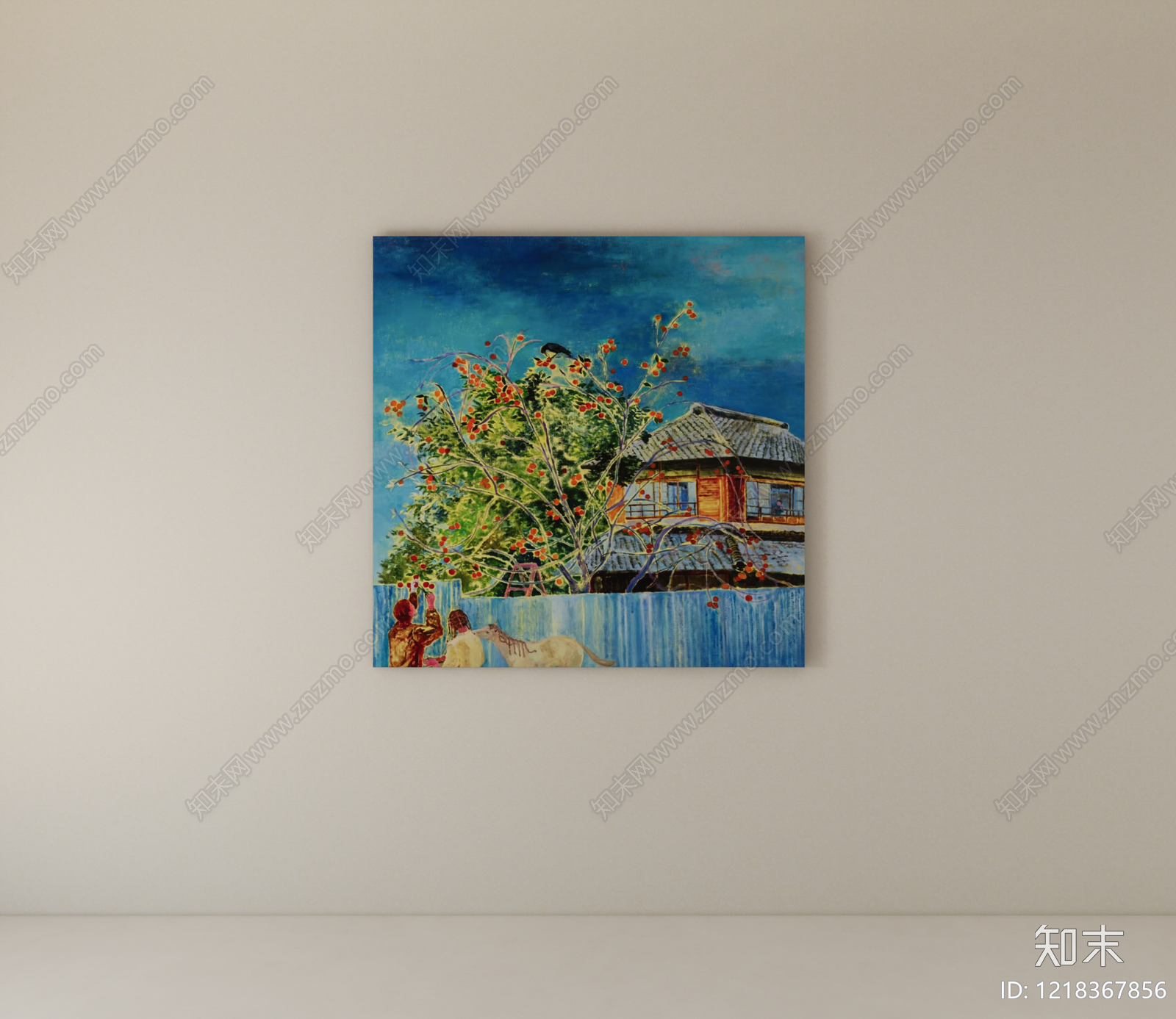 新中式挂画SU模型下载【ID:1218367856】