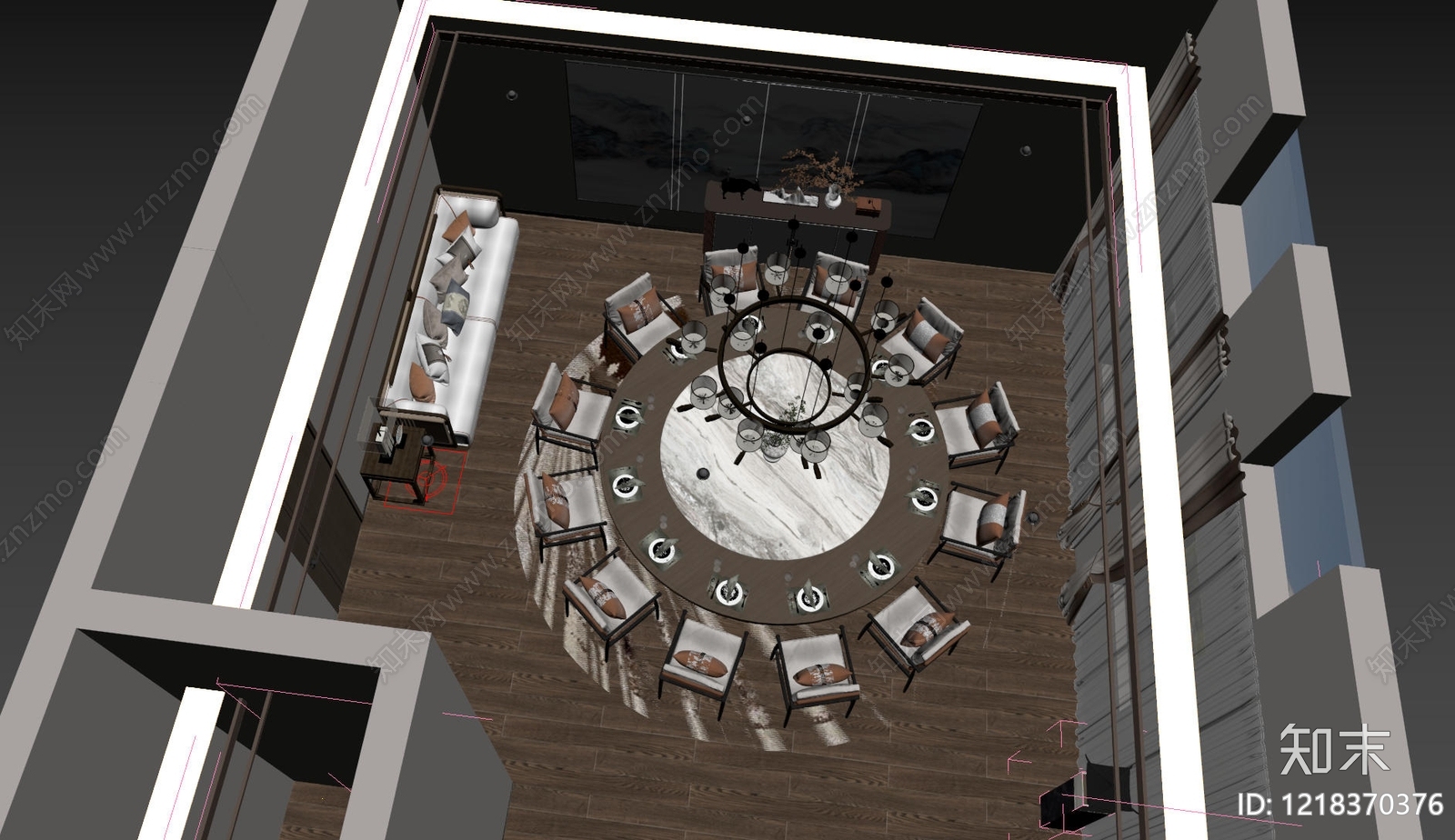 新中式包厢3D模型下载【ID:1218370376】