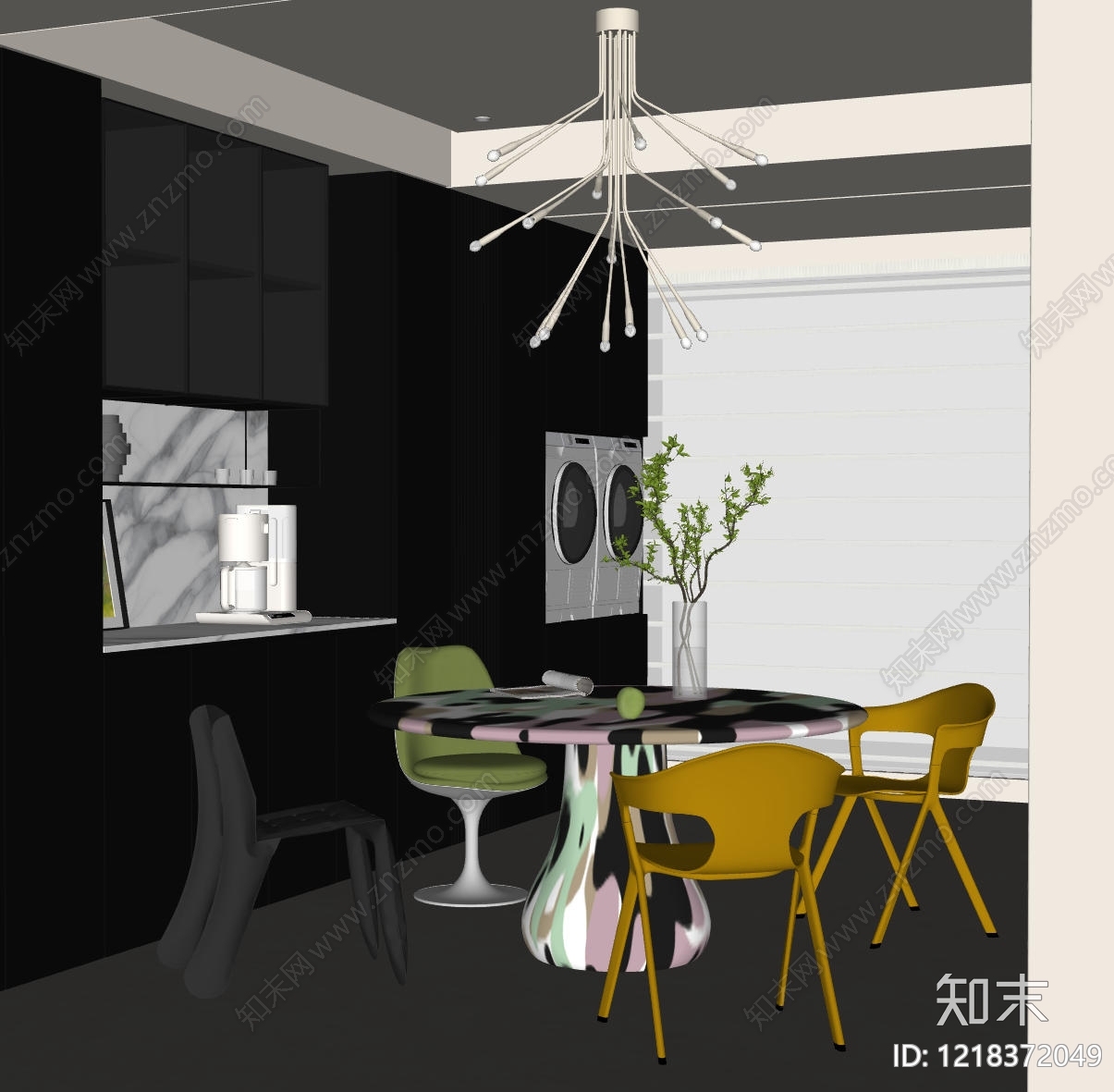 现代简约家居餐厅SU模型下载【ID:1218372049】