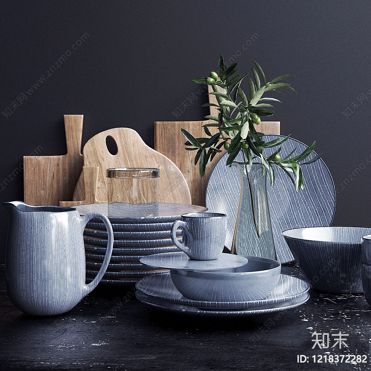 现代简约餐具3D模型下载【ID:1218372282】