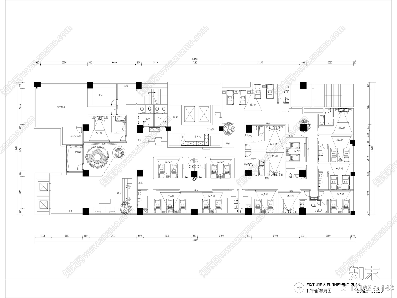15套足浴店休闲养生会所足疗店CAD施工图cad施工图下载【ID:1218375149】