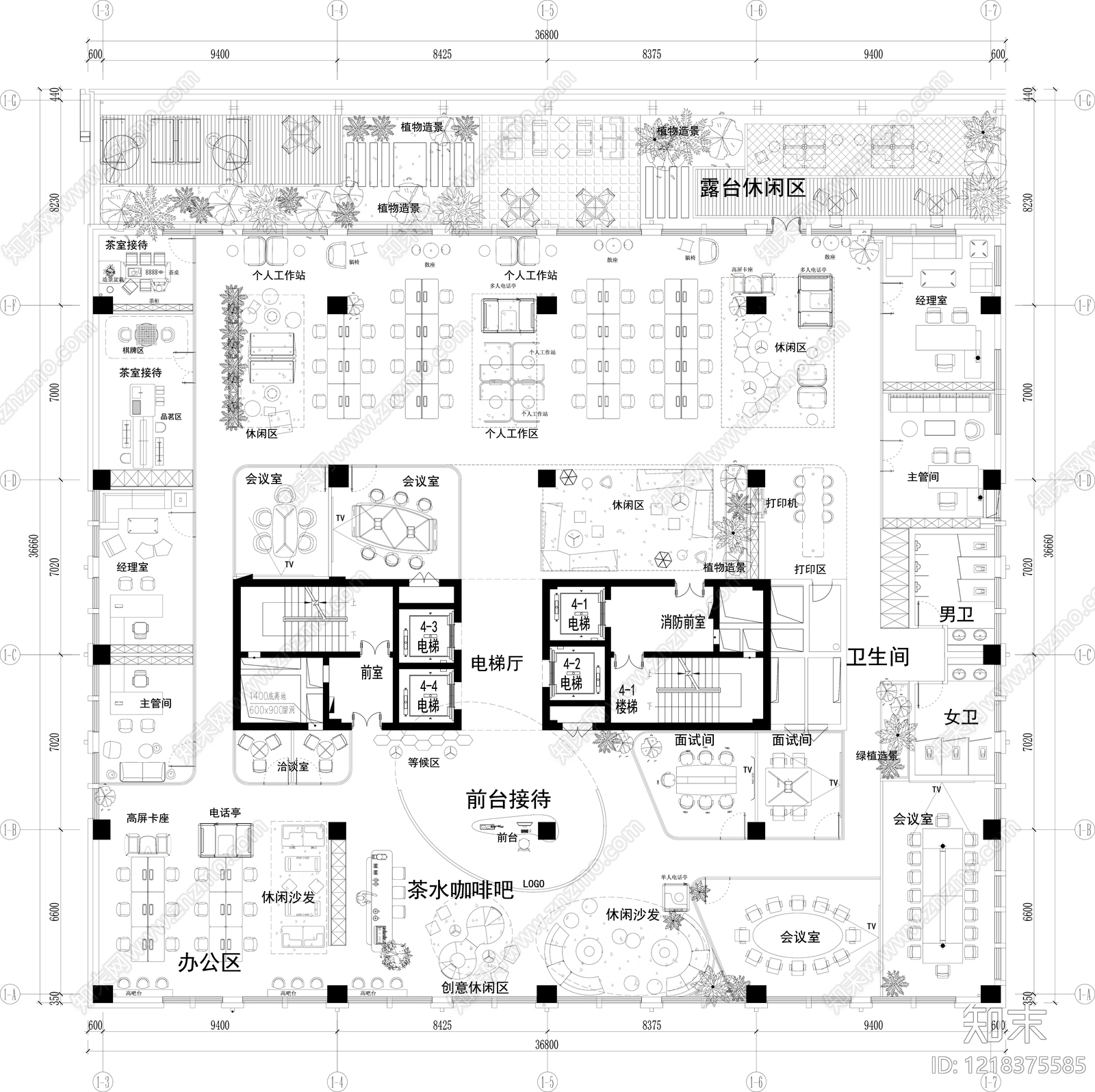 开放办公室cad施工图下载【ID:1218375585】
