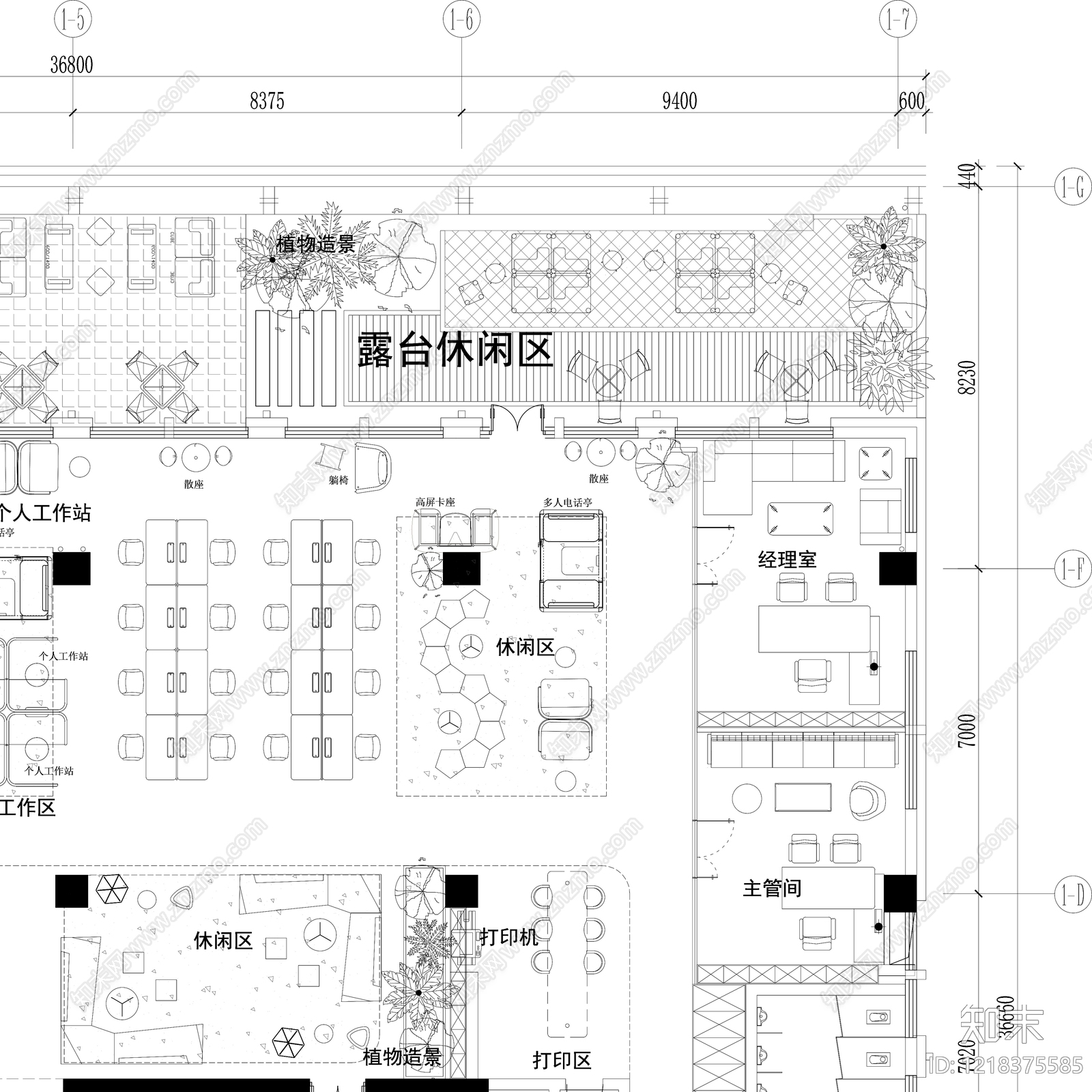 开放办公室cad施工图下载【ID:1218375585】