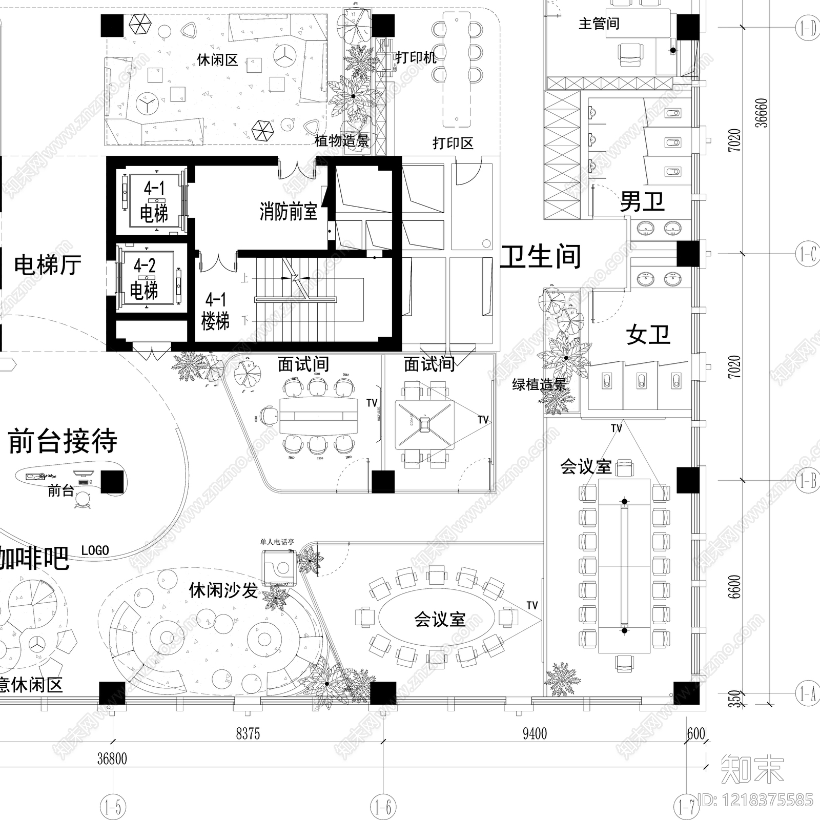 开放办公室cad施工图下载【ID:1218375585】