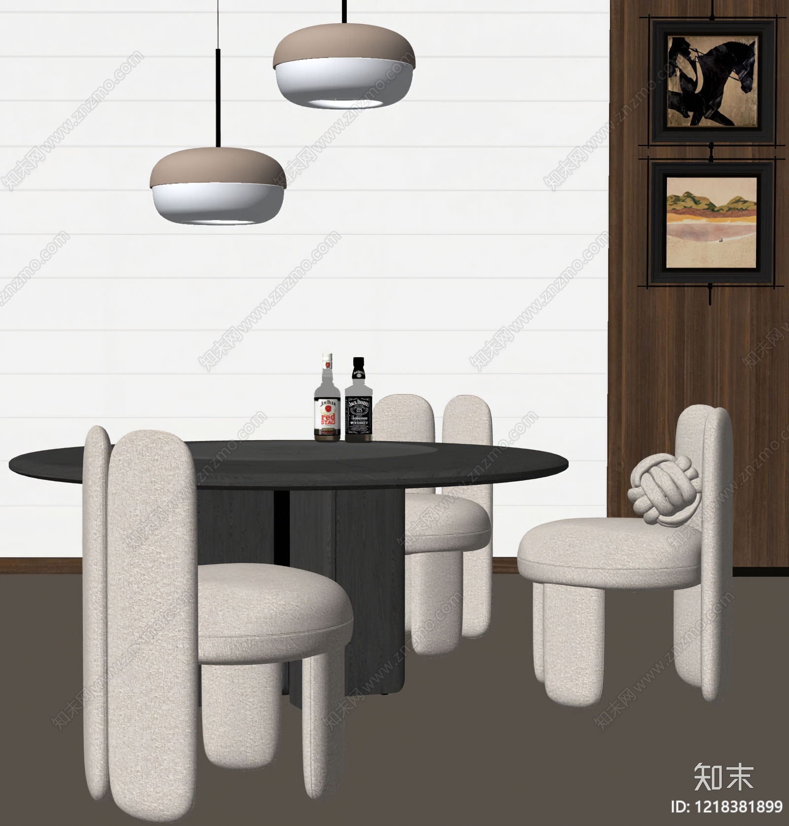 现代简约家居餐厅SU模型下载【ID:1218381899】